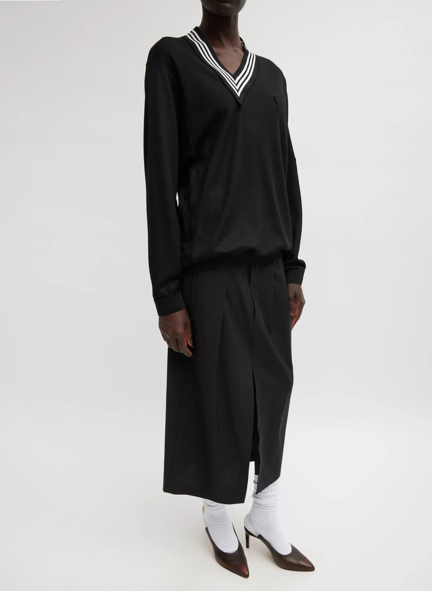 Wool Jersey V-Neck Tennis Pullover sold by Tibi product image thumbnail 3