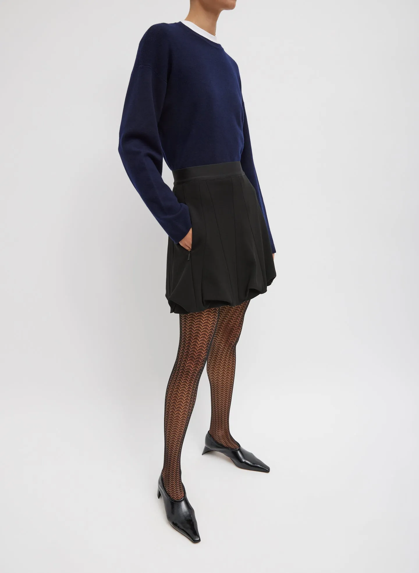 Wren Crepe Knit Short Tucked Skirt sold by Tibi product image thumbnail 5