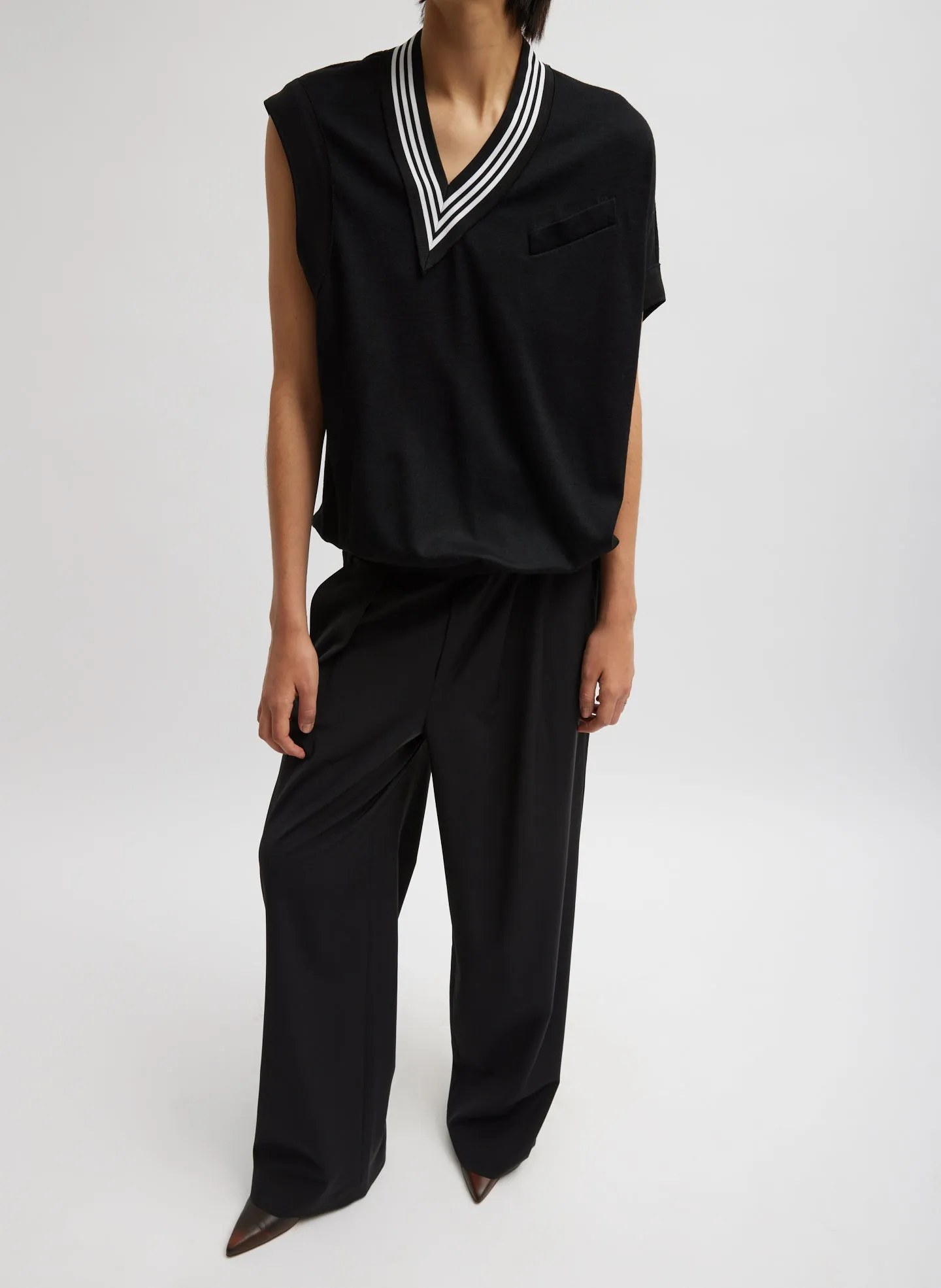 Wool Jersey V-Neck Tennis Vest sold by Tibi product image thumbnail 3