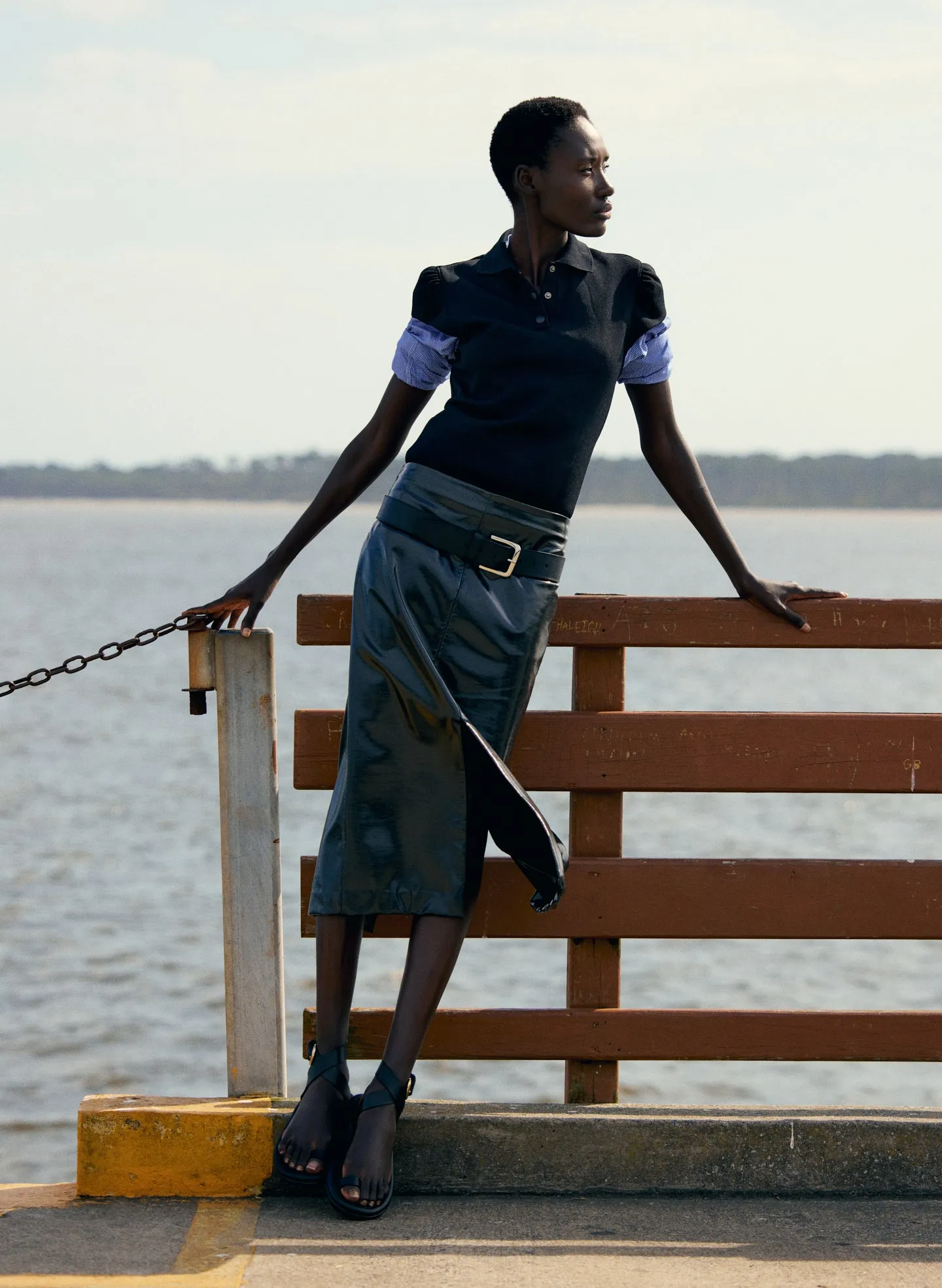 Glossed Jersey Pencil Skirt sold by Tibi product image thumbnail 3