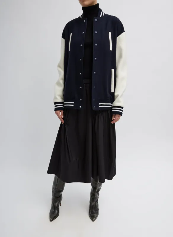 Felted Wool Cocoon Varsity Bomber made by Tibi