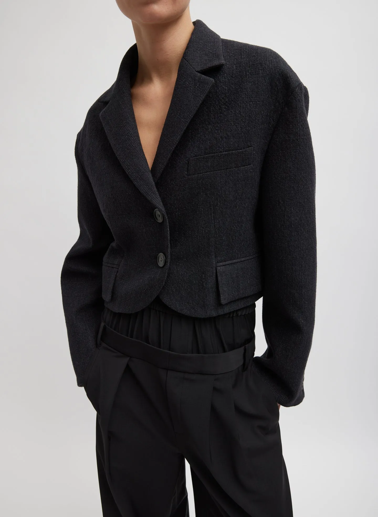 Kian Glenplaid Cropped Bomber Blazer sold by Tibi