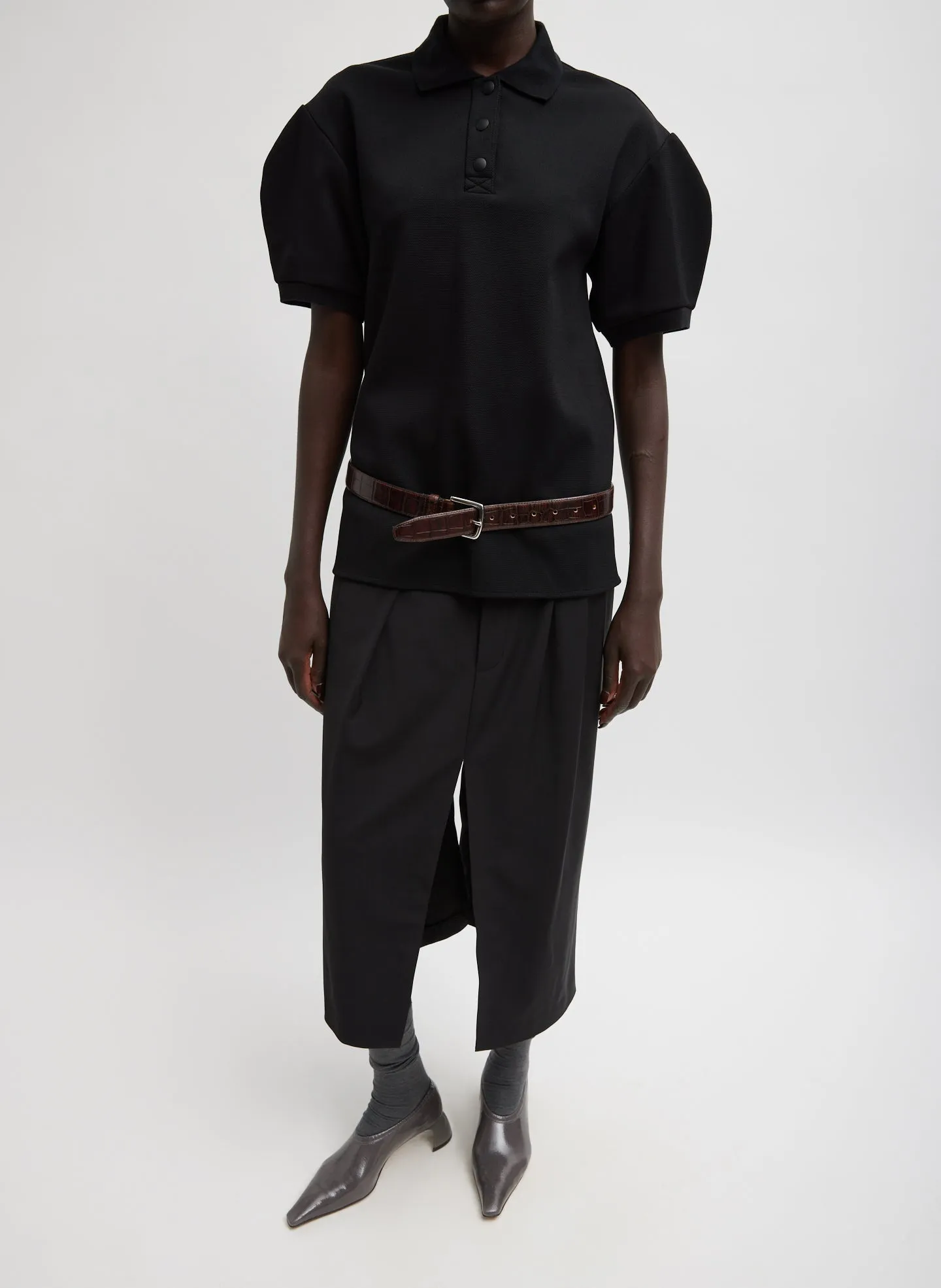 Luxe Pique Polo Shirt sold by Tibi product image thumbnail 5