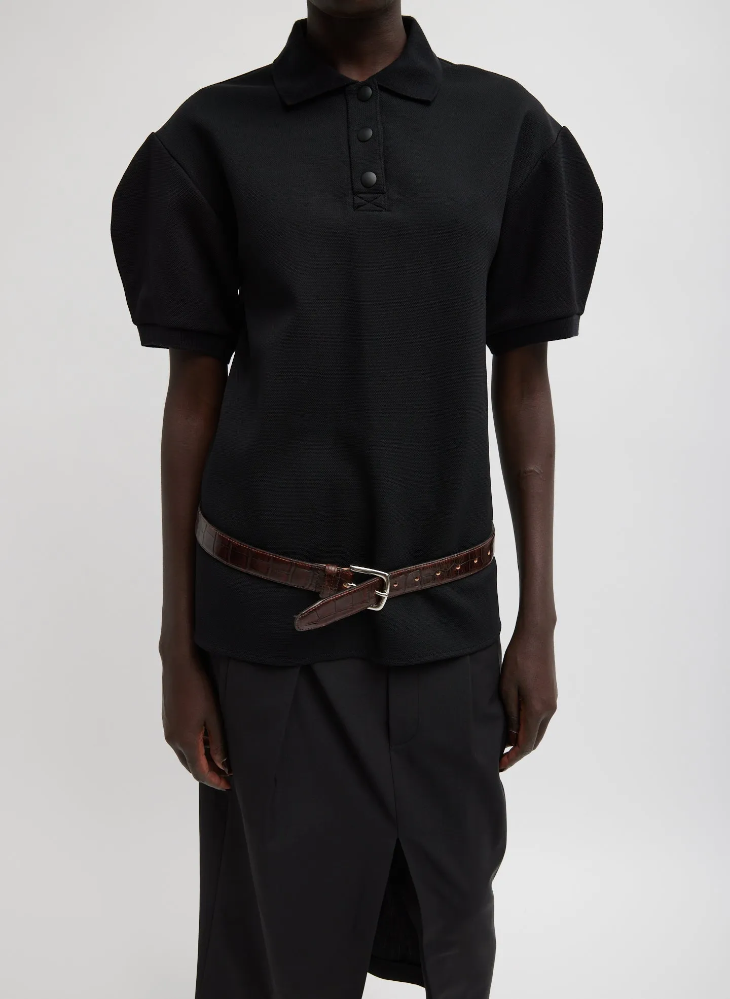 Luxe Pique Polo Shirt sold by Tibi