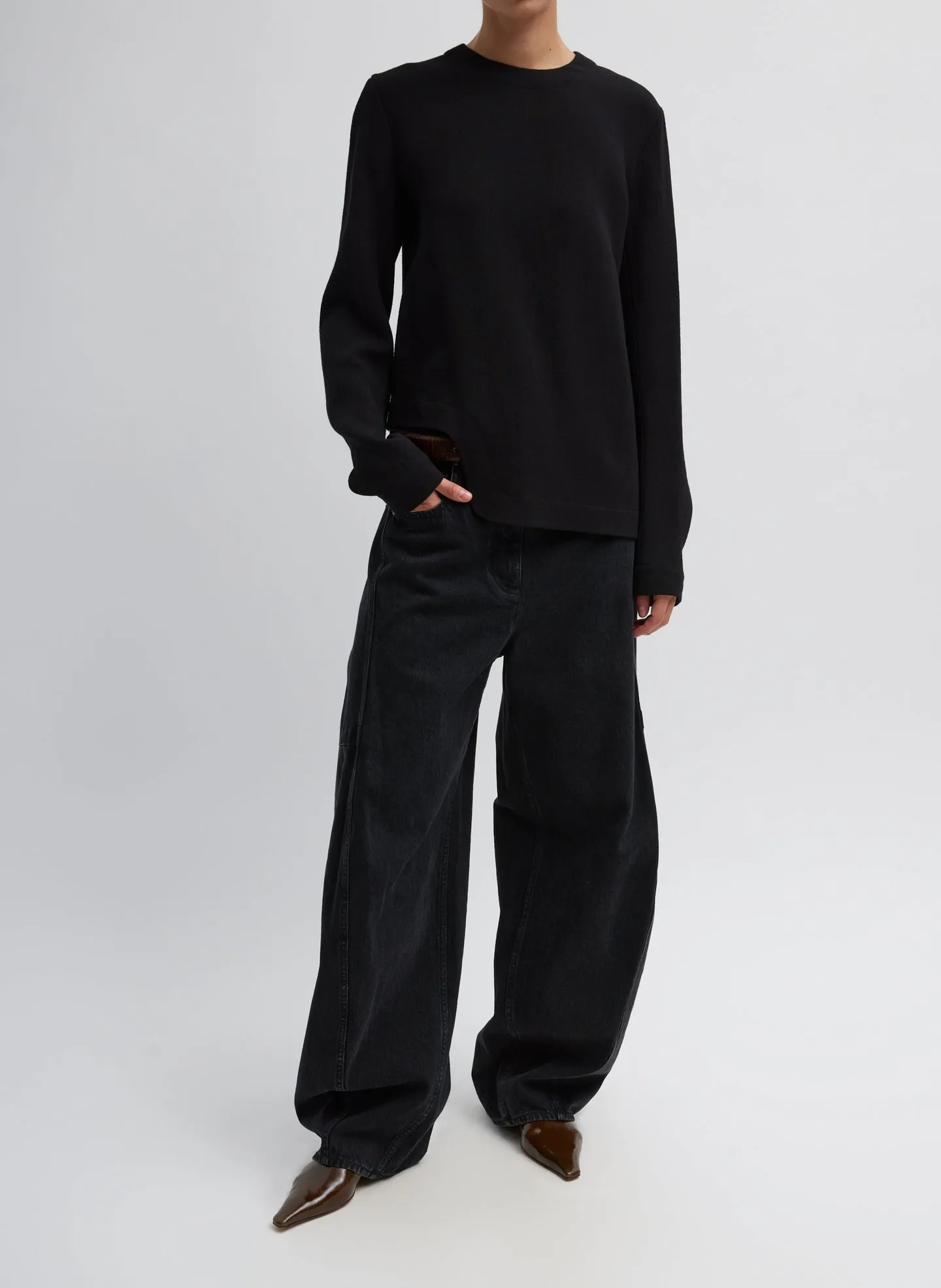 Melee Crepe Long Sleeve Cropped Top sold by Tibi product image thumbnail 4