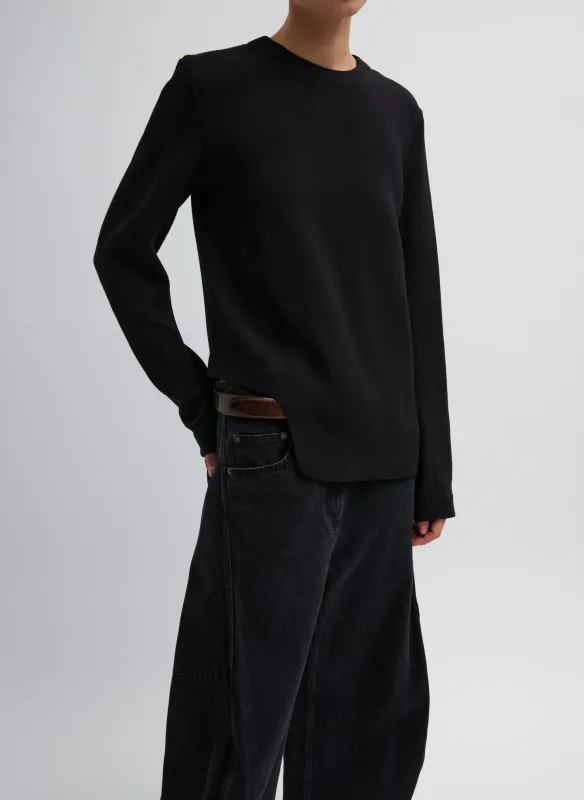 Melee Crepe Long Sleeve Cropped Top made by Tibi