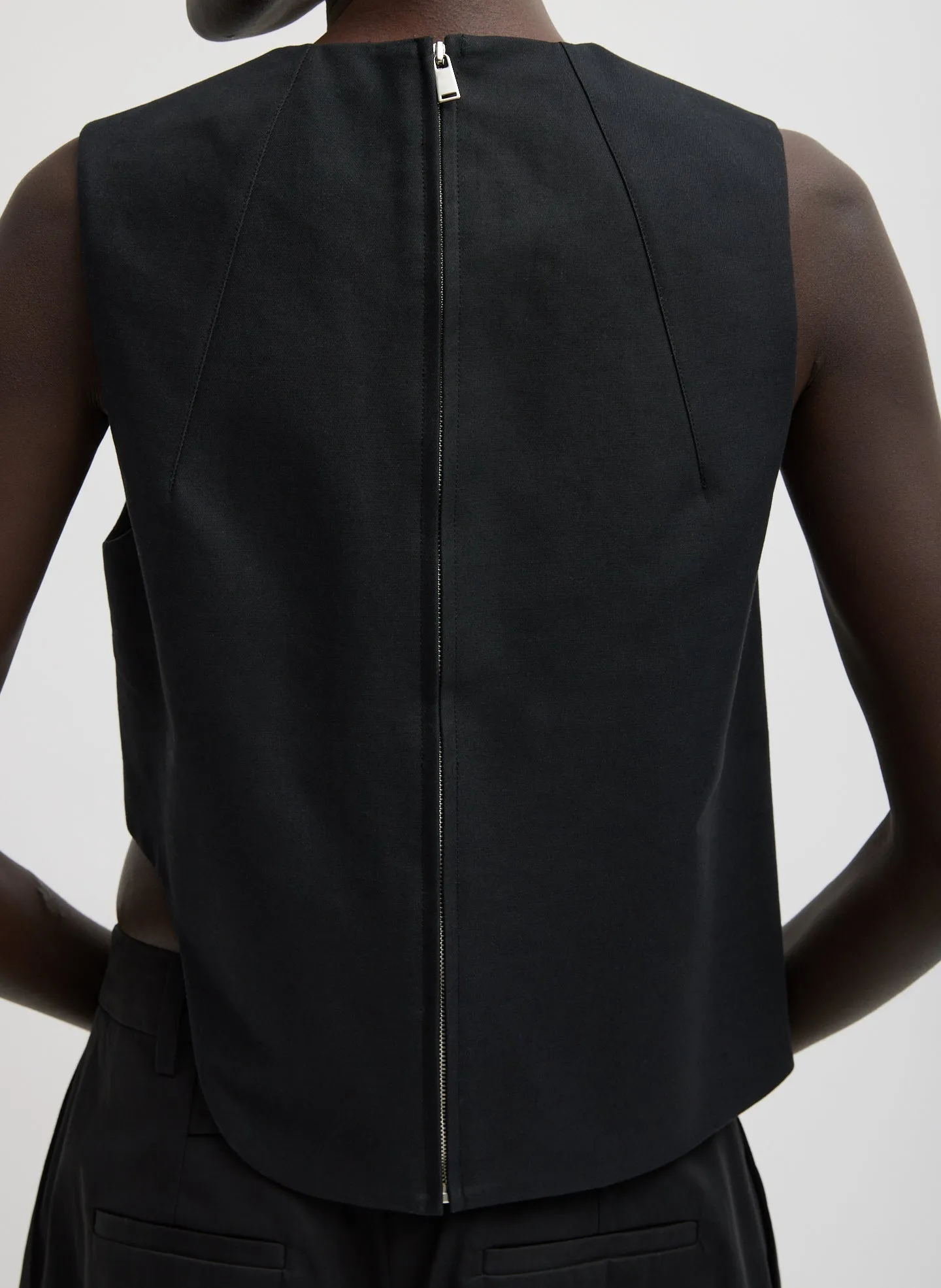 Sculpted Cotton Curved Hem Sleeveless Top sold by Tibi product image thumbnail 2