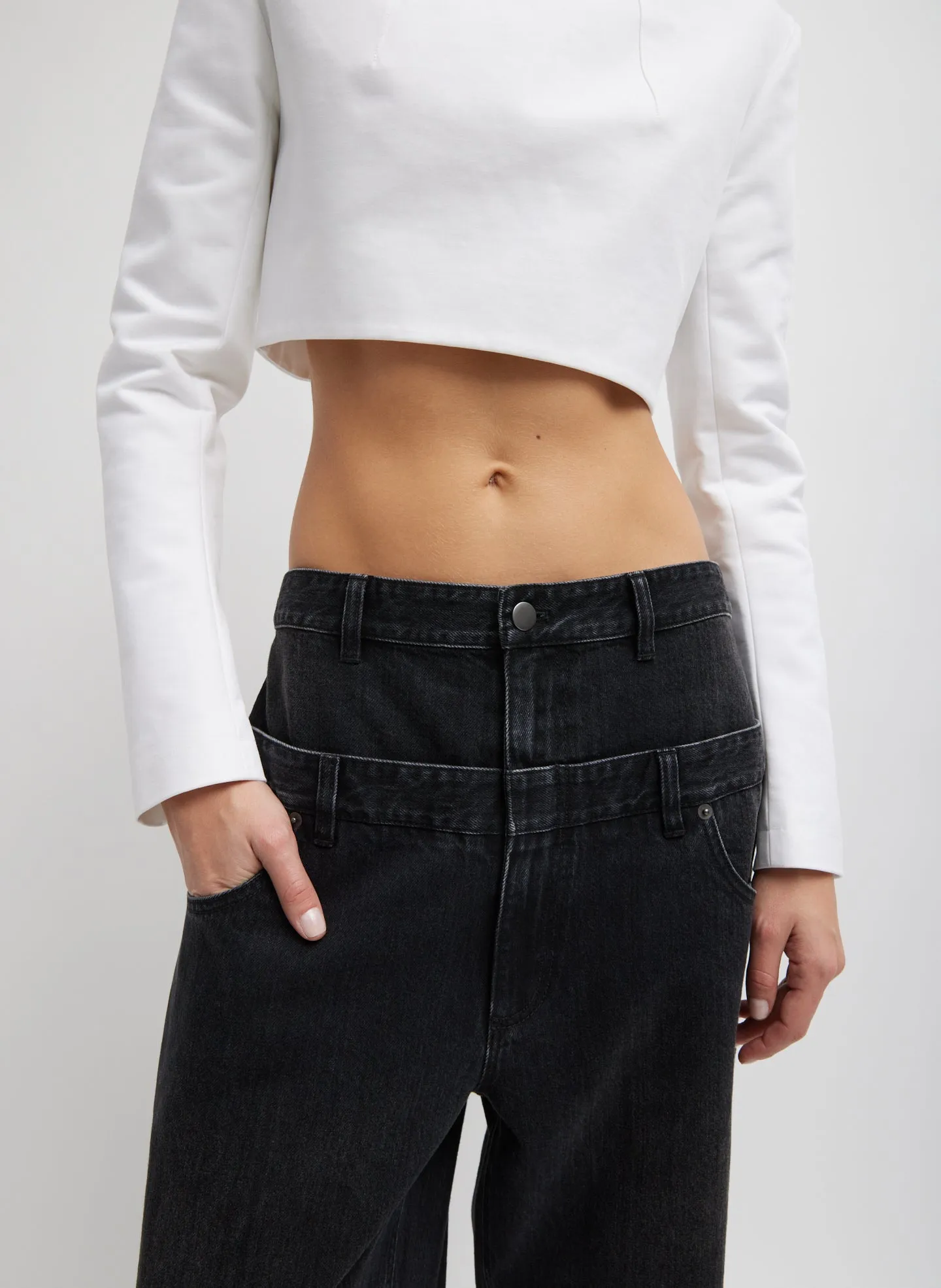 Vintage Black Denim Double Waisted Slouchy Carpenter Jean sold by Tibi product image thumbnail 2