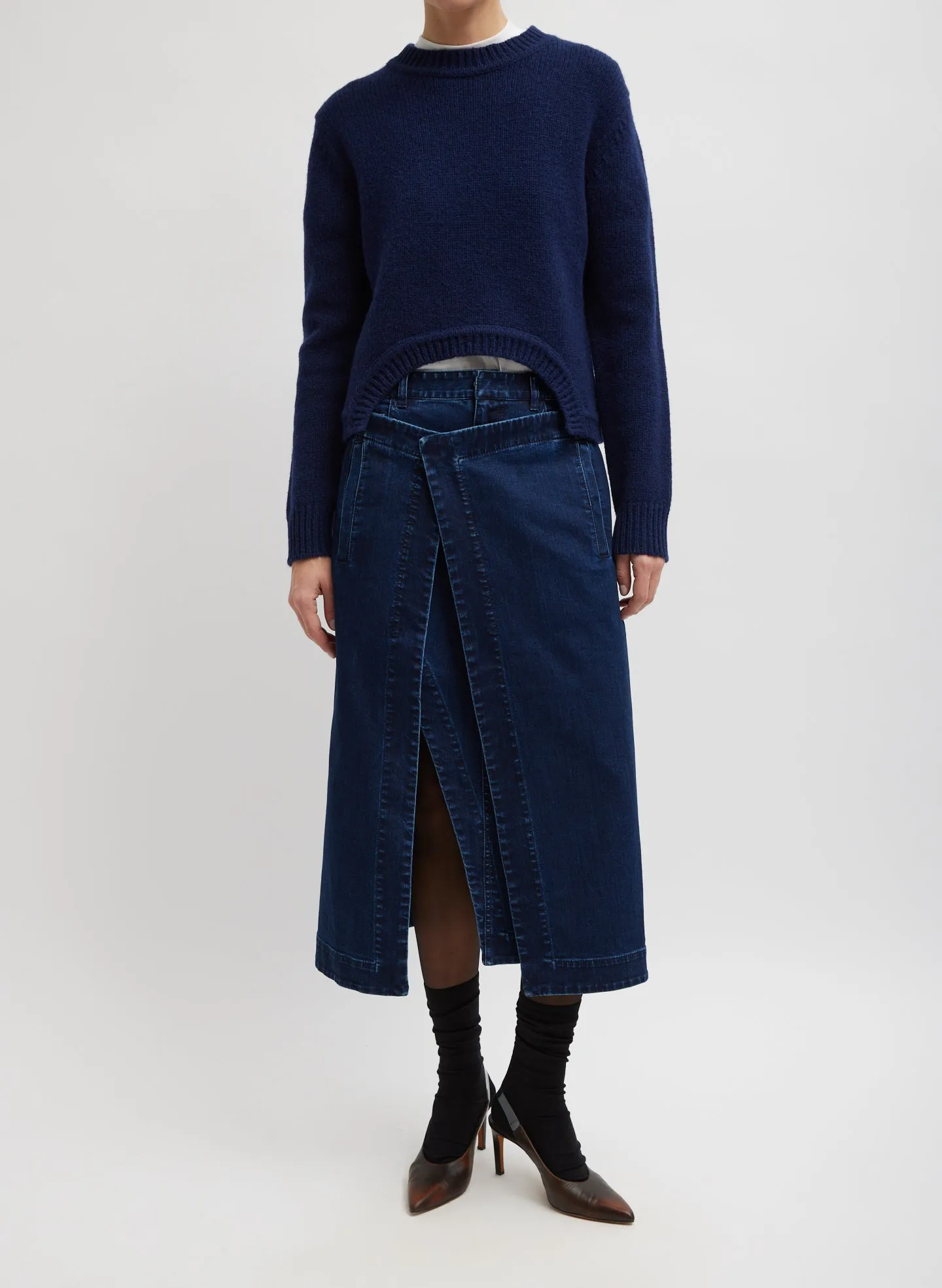 Classic Indigo Denim Wrap Skirt sold by Tibi