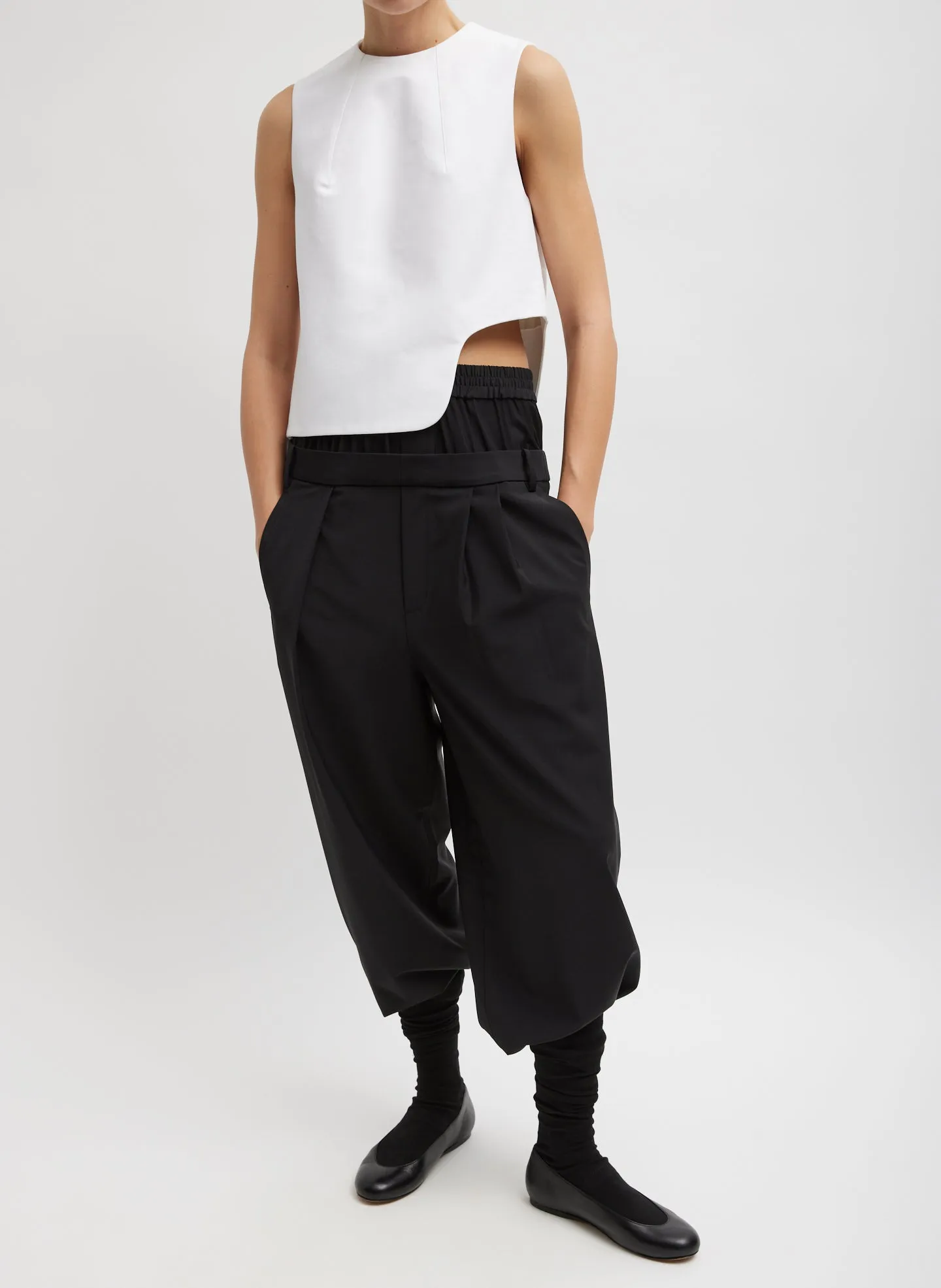 Sculpted Cotton Curved Hem Sleeveless Top sold by Tibi product image thumbnail 3