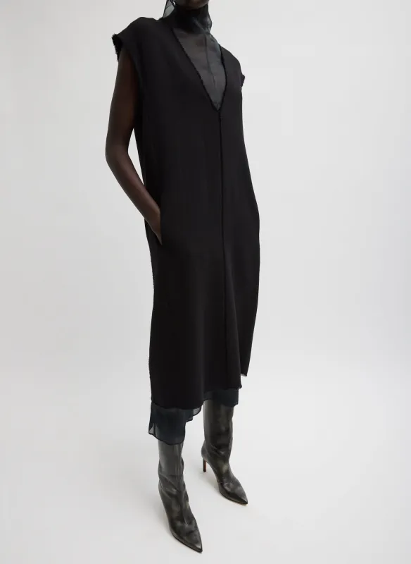 Melee Crepe V-Neck Dress With Organza Lining made by Tibi