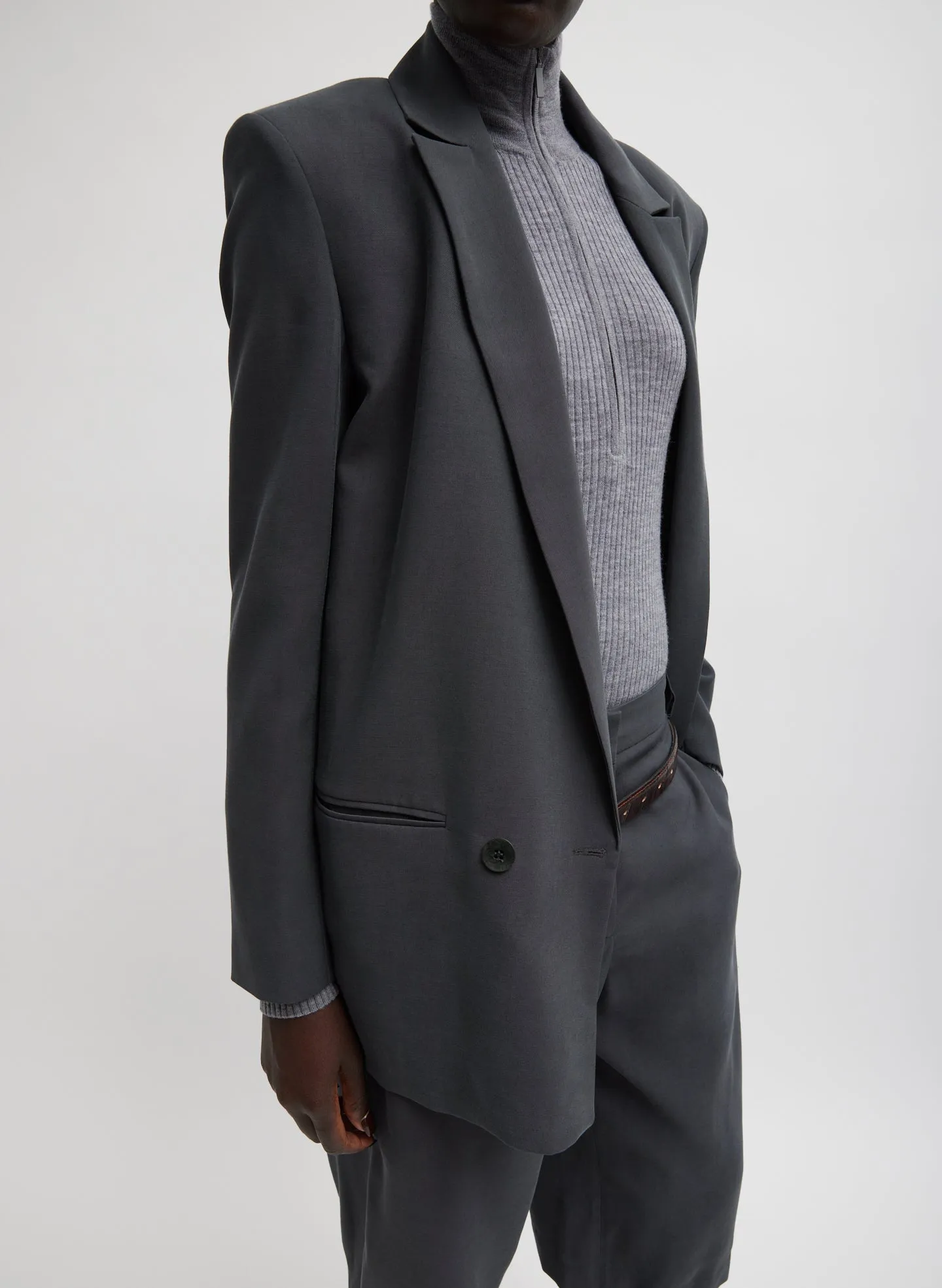 Feather Weight Ribbed Turtleneck Zip Up Sweater sold by Tibi product image thumbnail 3