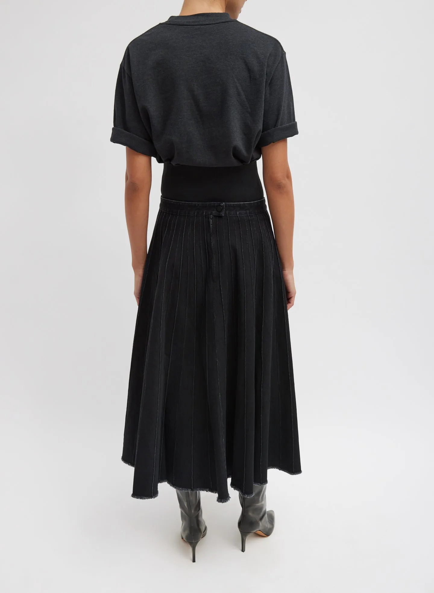 Vintage Black Denim Pintucked Denim Skirt sold by Tibi product image thumbnail 3