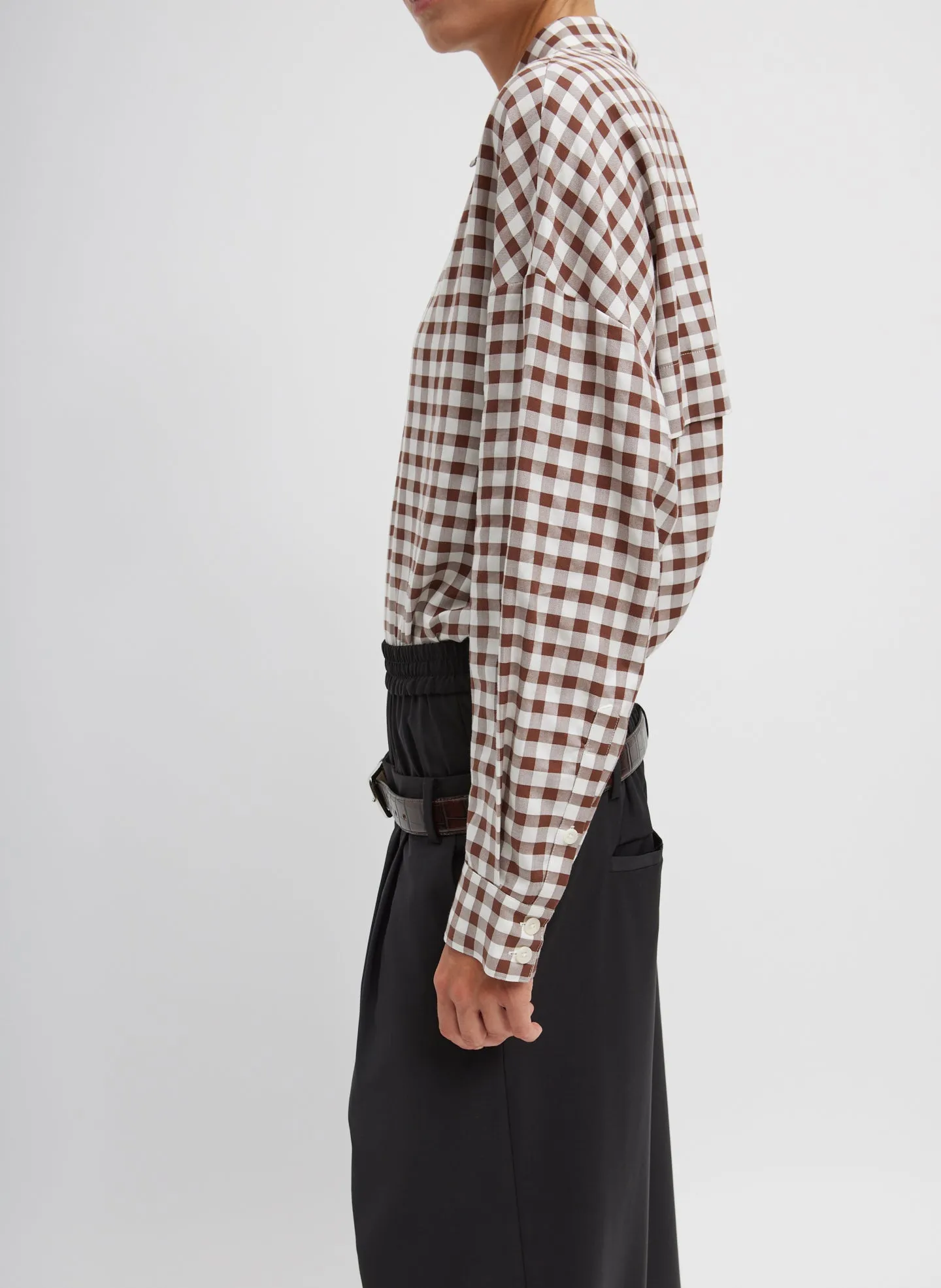 Gingham Drape Oversized Shirt sold by Tibi product image thumbnail 4