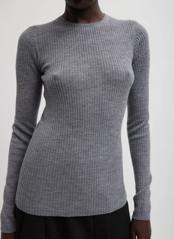 Feather Weight Ribbed Crewneck Pullover made by Tibi