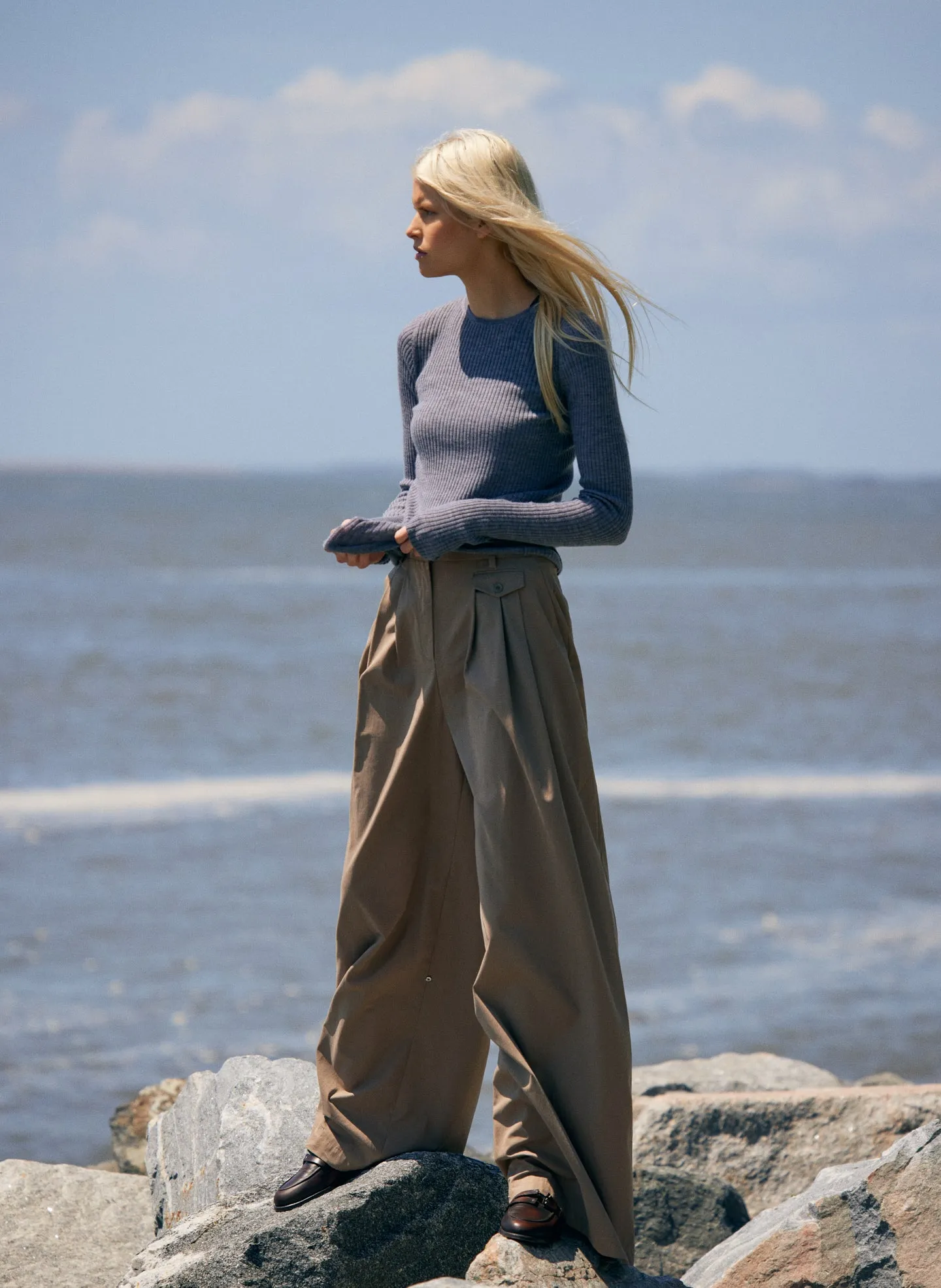 Feather Weight Ribbed Crewneck Pullover sold by Tibi product image thumbnail 3