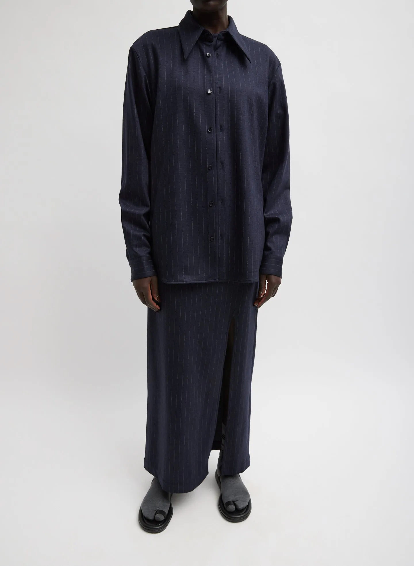 Newton Stripe Maxi Pencil Skirt sold by Tibi