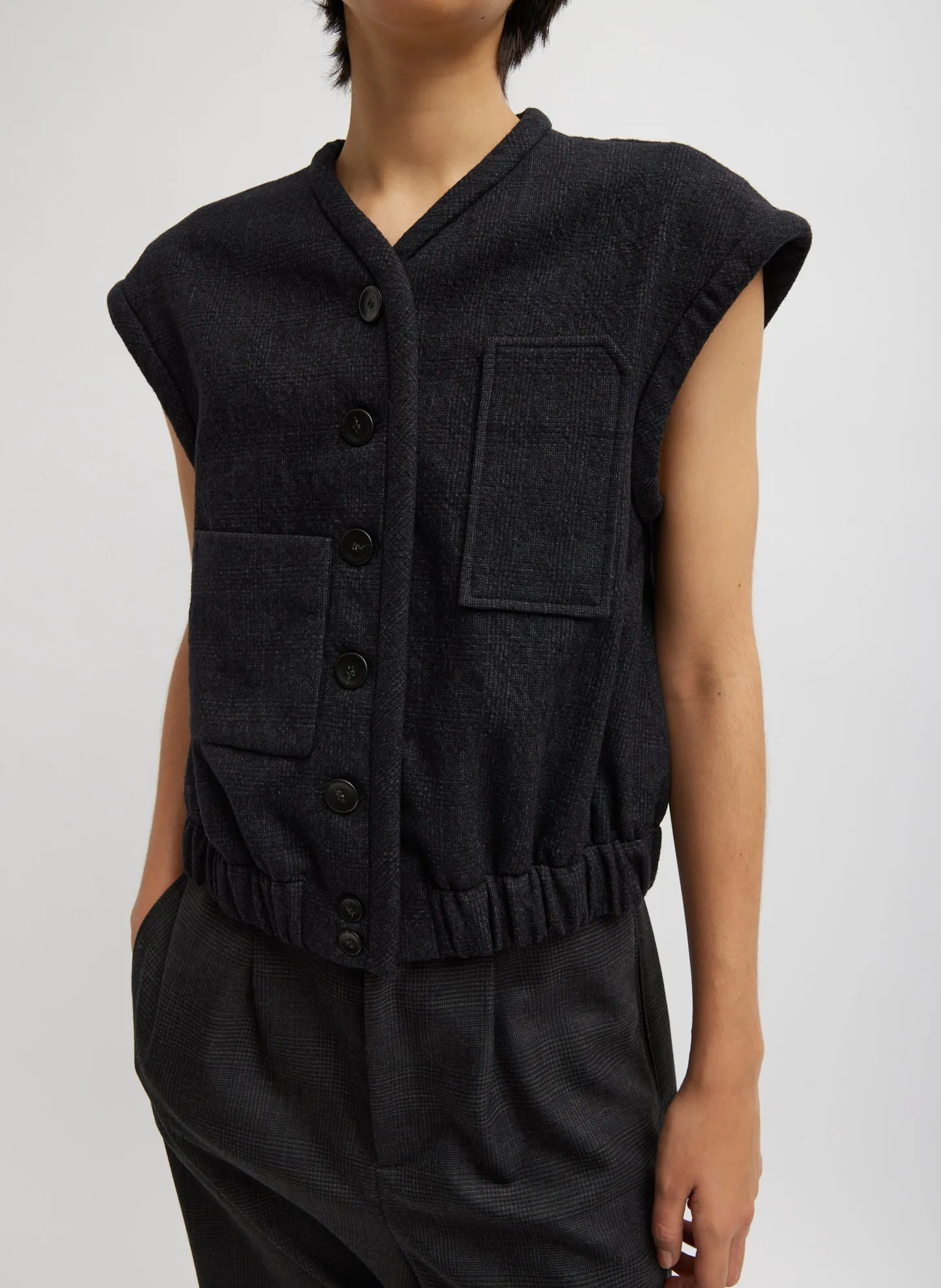 Kian Glenplaid Blousant Vest sold by Tibi
