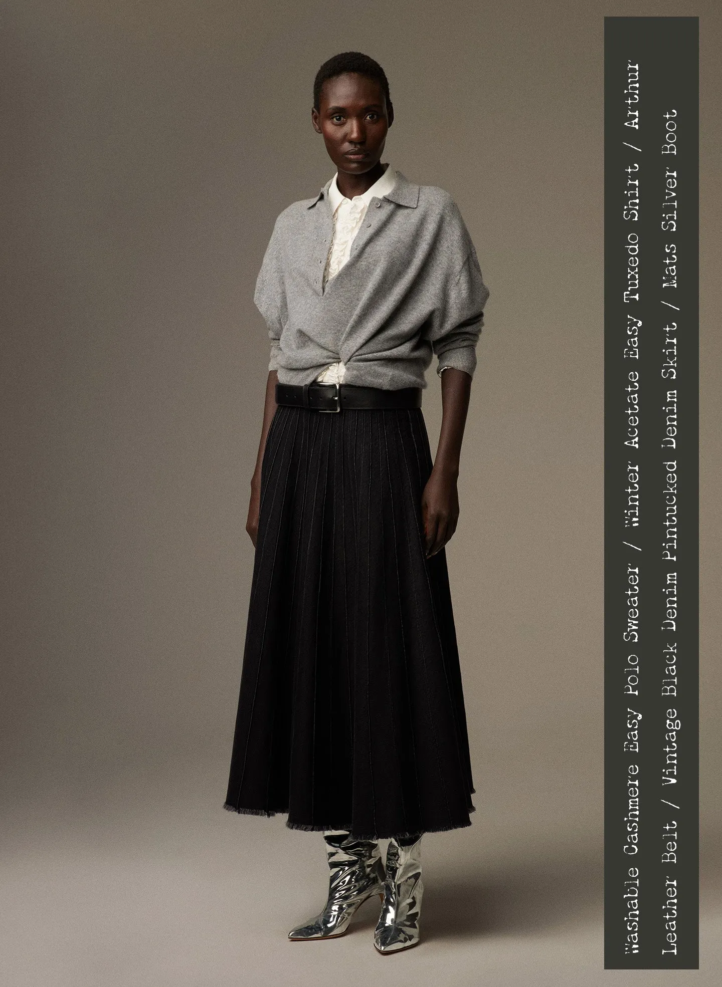 Winter Acetate Easy Tuxedo Shirt sold by Tibi product image thumbnail 2