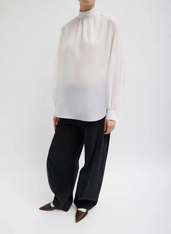 Silk Cotton Shirred Neck Blouse sold by Tibi