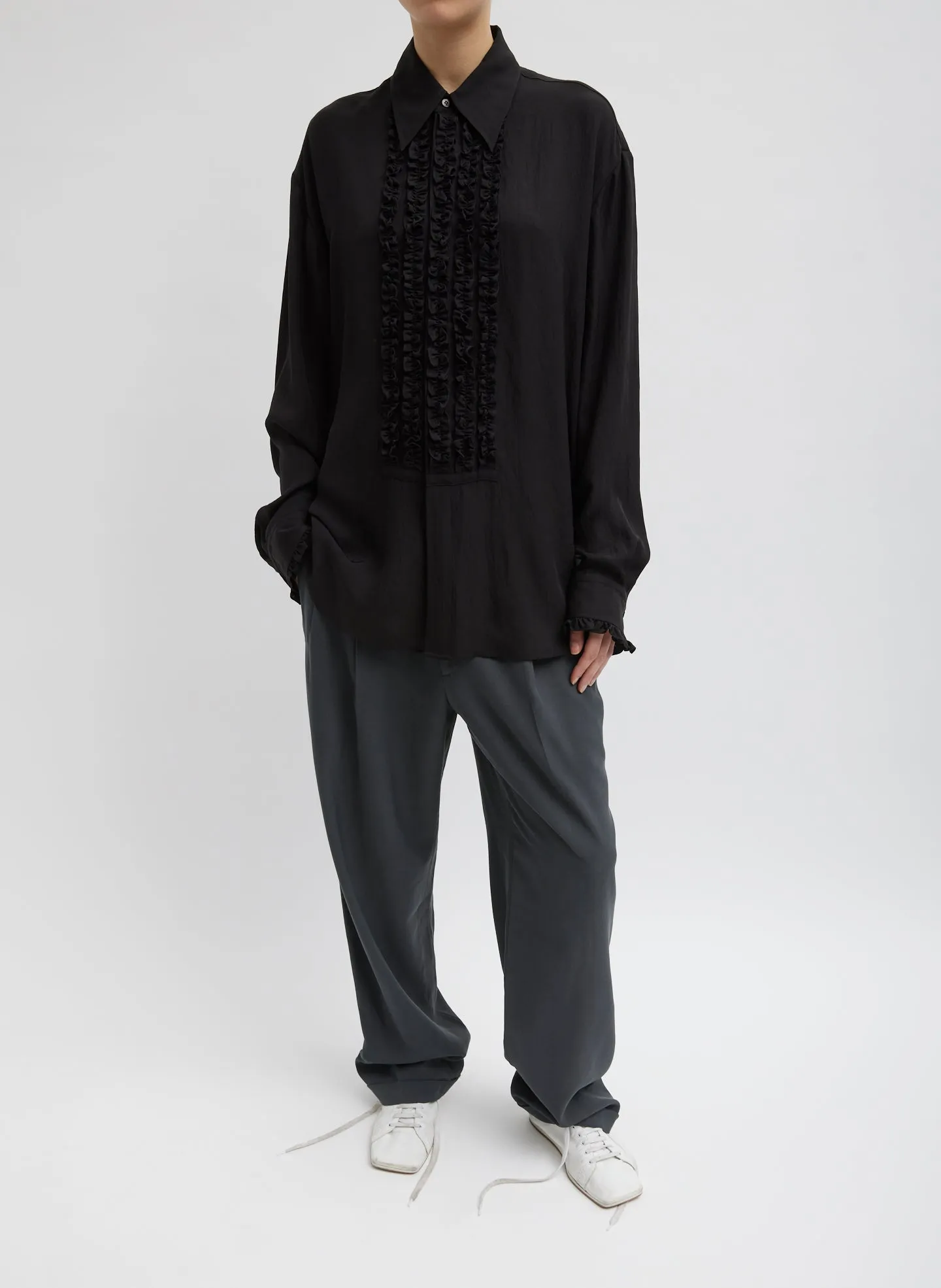 Winter Acetate Easy Tuxedo Shirt sold by Tibi product image thumbnail 4