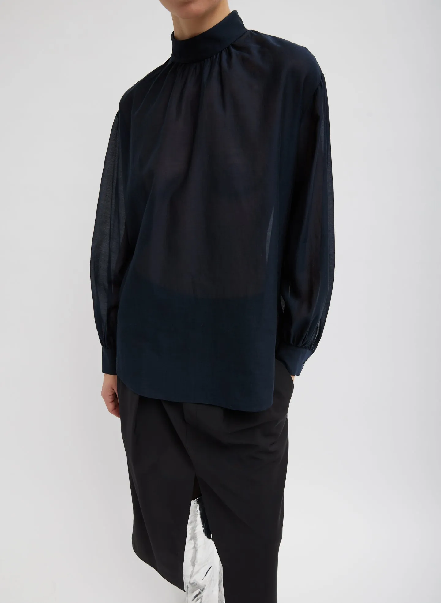 Silk Cotton Shirred Neck Blouse sold by Tibi