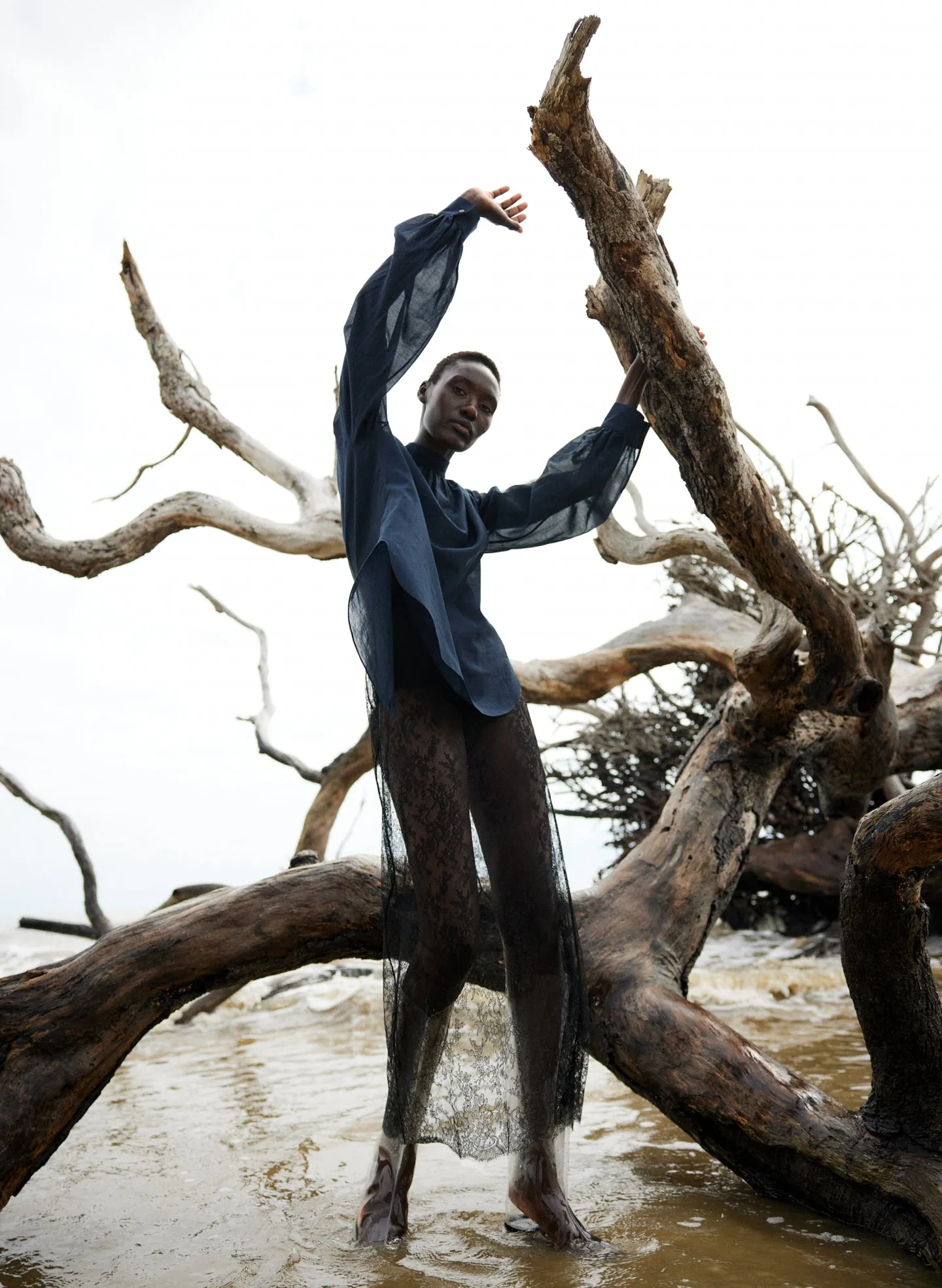 Silk Cotton Shirred Neck Blouse sold by Tibi product image thumbnail 2