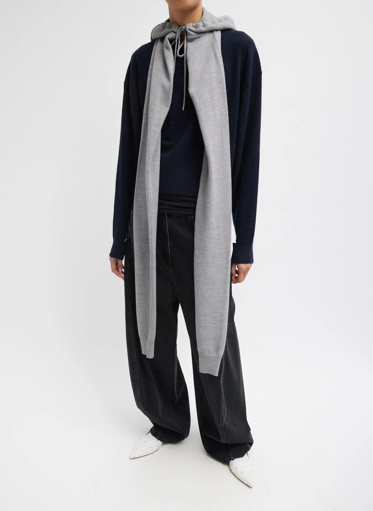 Light Weight Airy Extrafine Wool Hooded Scarf sold by Tibi product image thumbnail 5