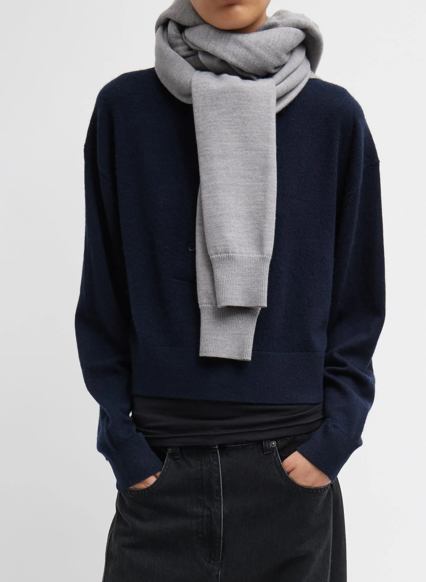 Light Weight Airy Extrafine Wool Hooded Scarf sold by Tibi product image thumbnail 2