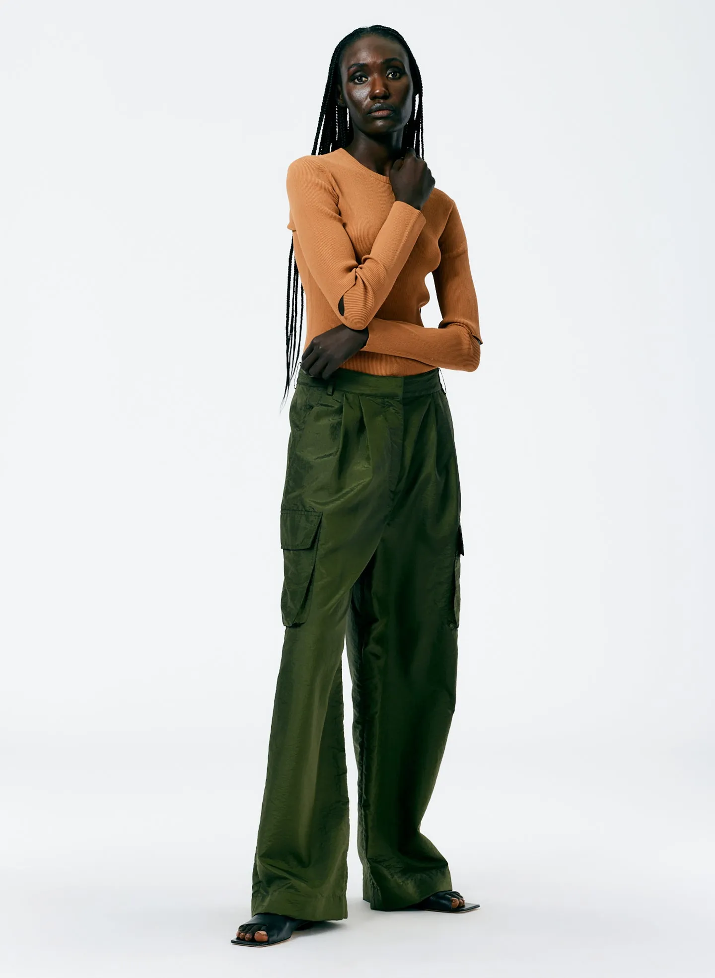 Stella Crispy Nylon Pleated Cargo Pant sold by Tibi