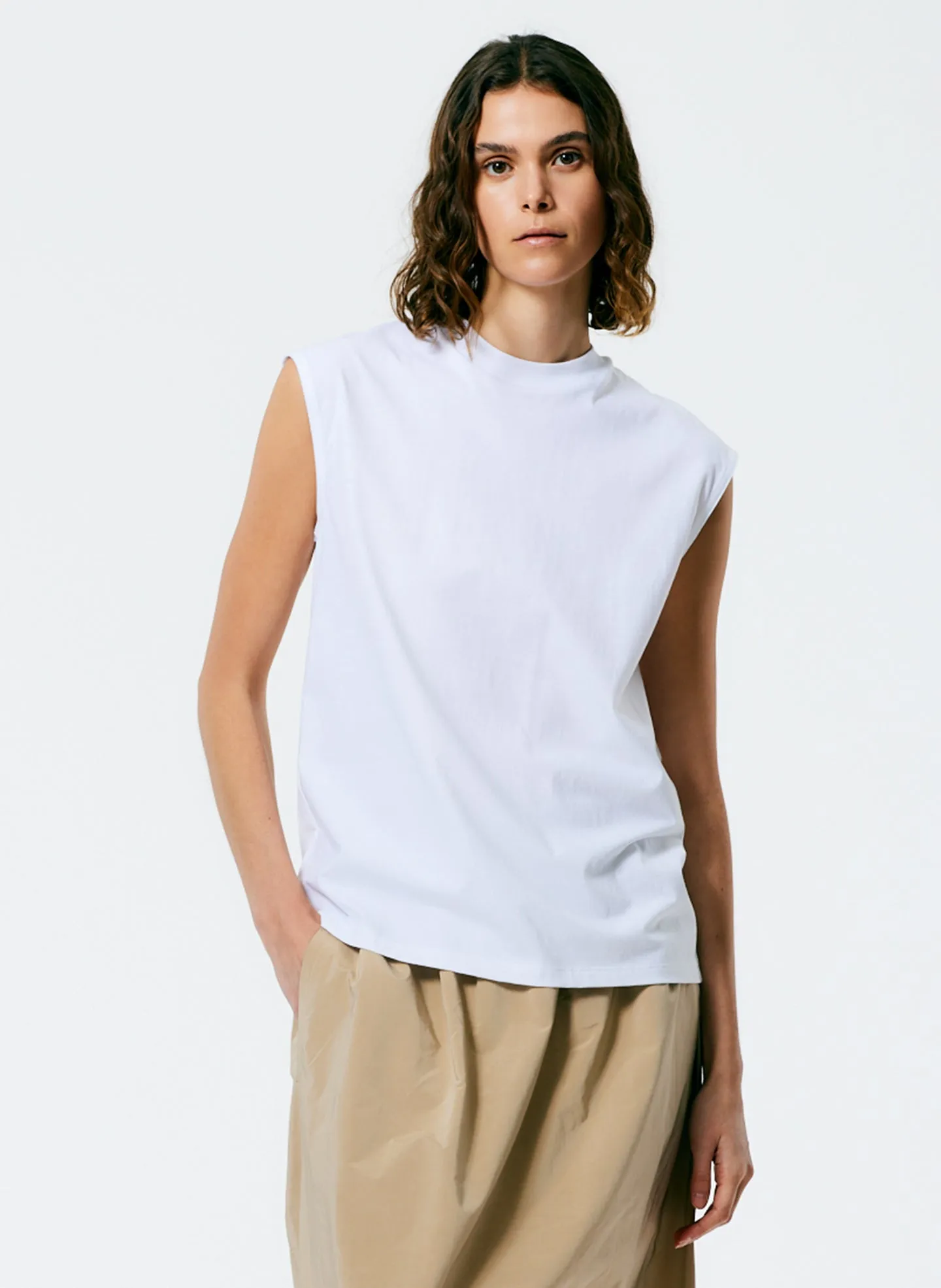 Mock Neck Sleeveless T-Shirt sold by Tibi