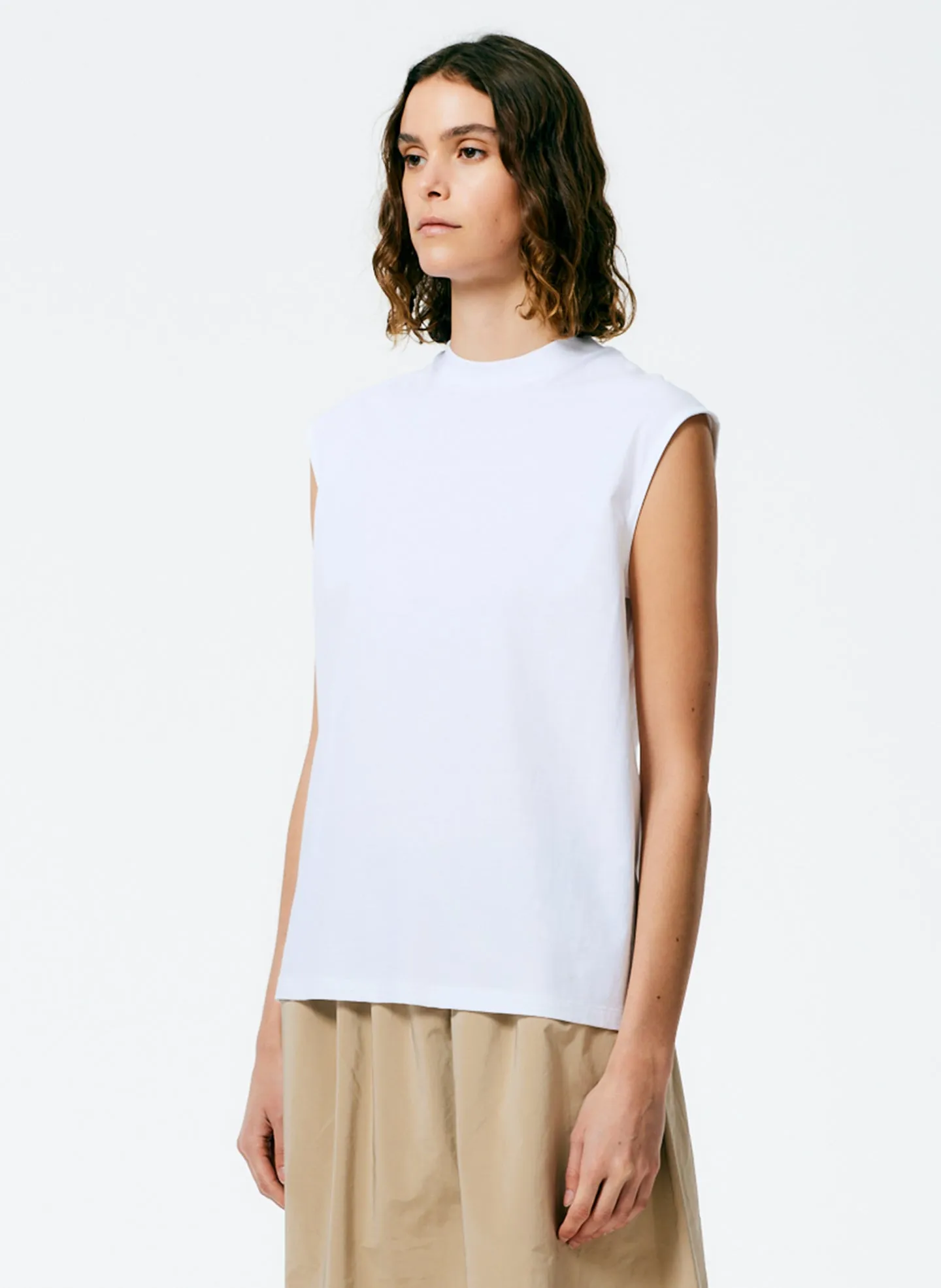 Mock Neck Sleeveless T-Shirt sold by Tibi product image thumbnail 2
