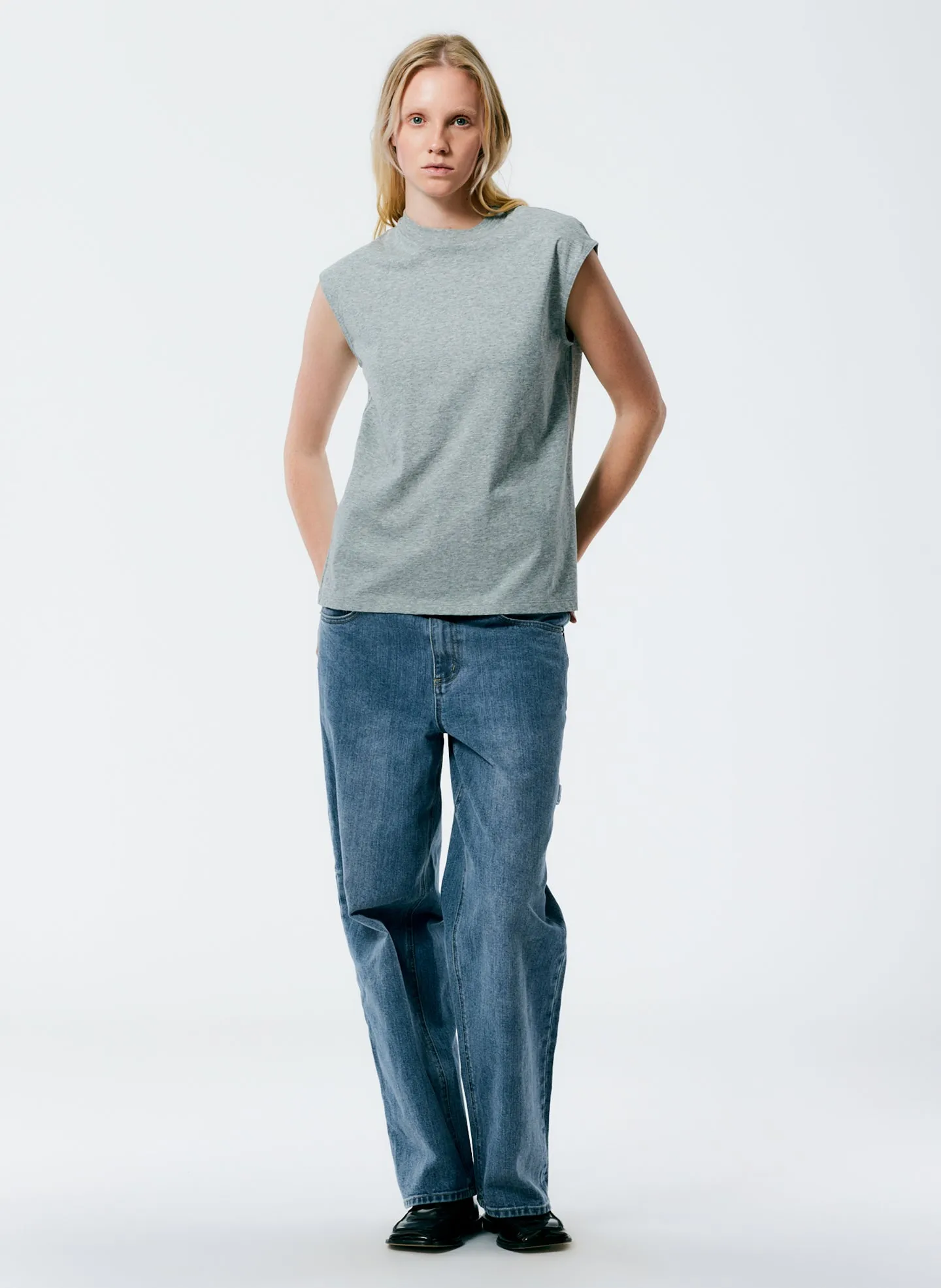 Mock Neck Sleeveless T-Shirt sold by Tibi product image thumbnail 3