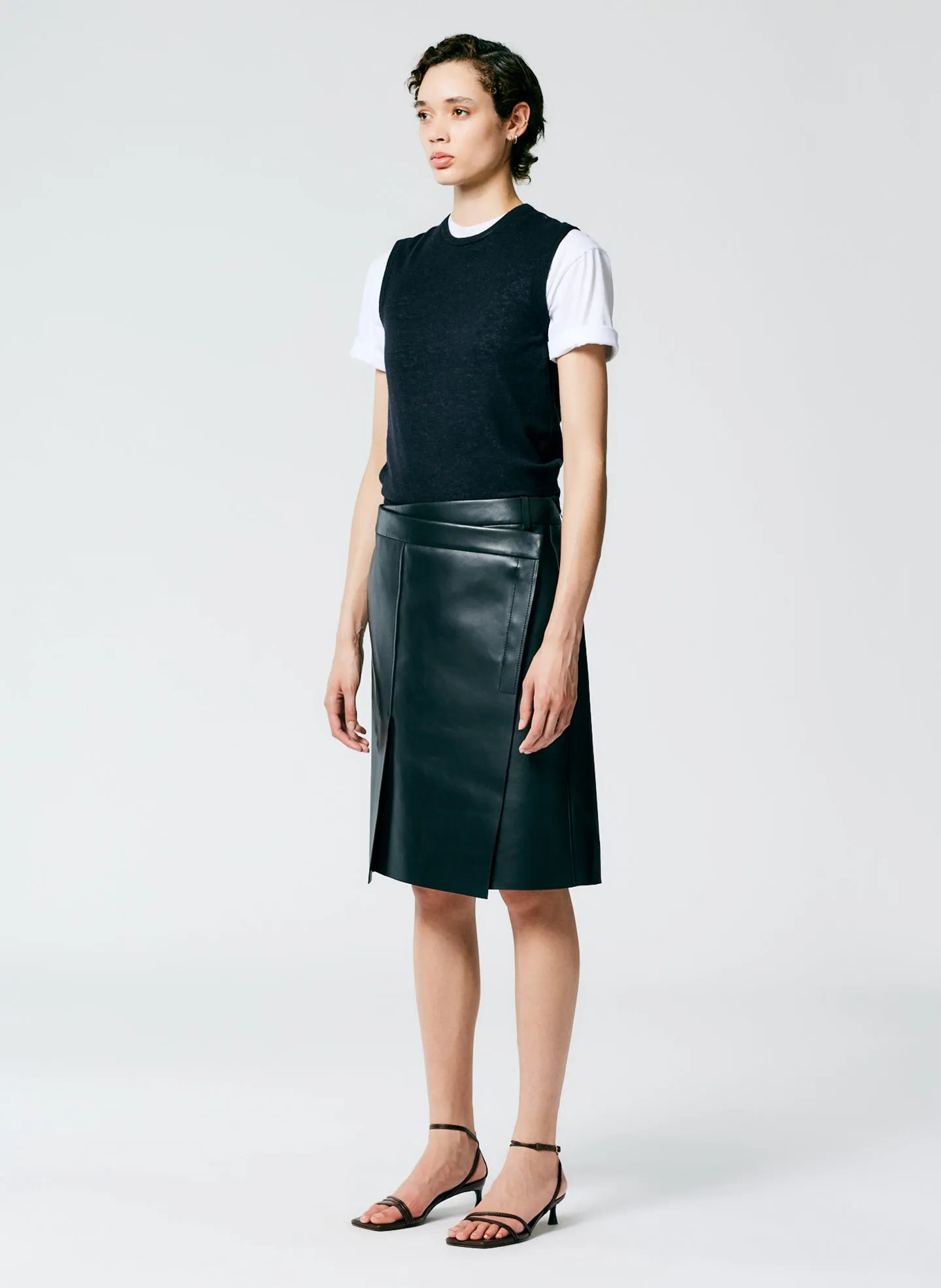 Bonded Leather Slash Skirt sold by Tibi product image thumbnail 4