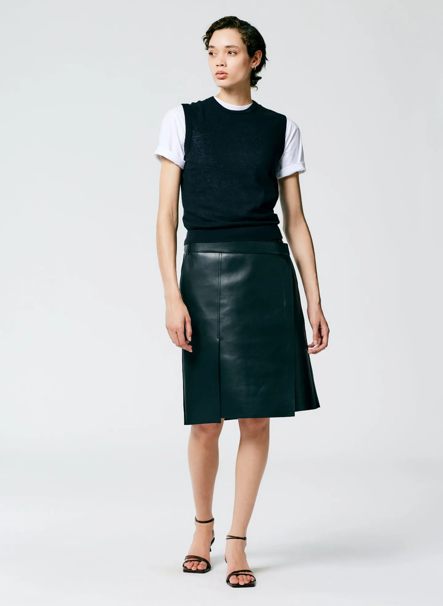 Bonded Leather Slash Skirt sold by Tibi product image thumbnail 3