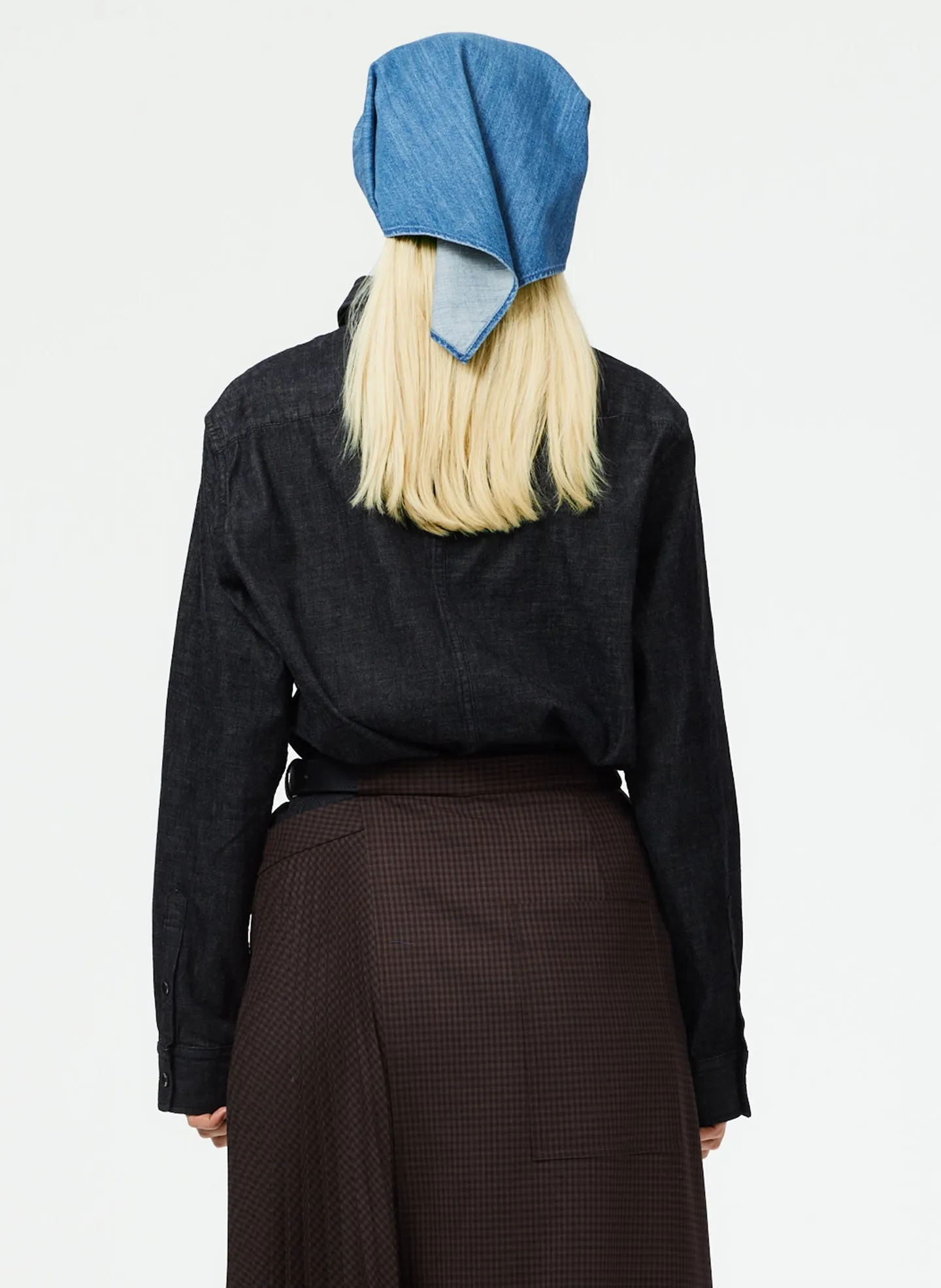 Light Weight Stone Washed Black Denim Charlie Slim Shirt sold by Tibi product image thumbnail 4