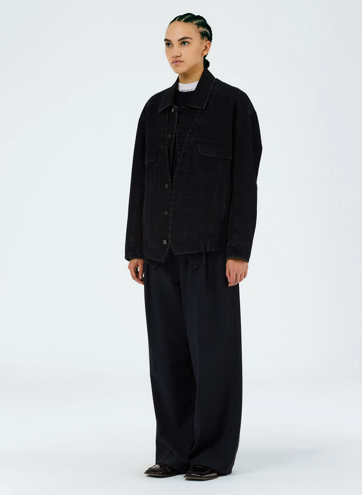 Black Denim Convertible Jean Jacket sold by Tibi product image thumbnail 2