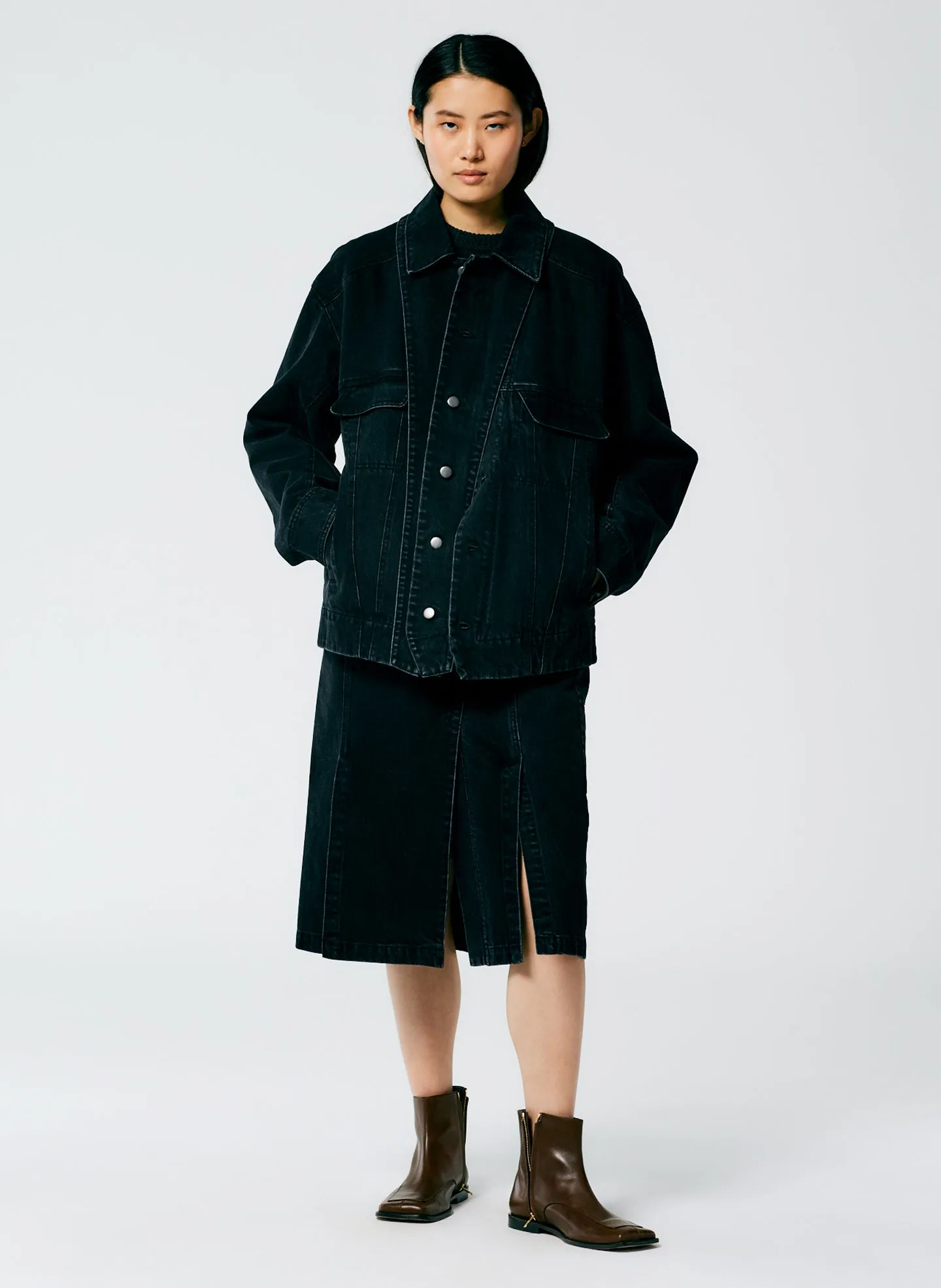 Black Denim Convertible Jean Jacket sold by Tibi product image thumbnail 4