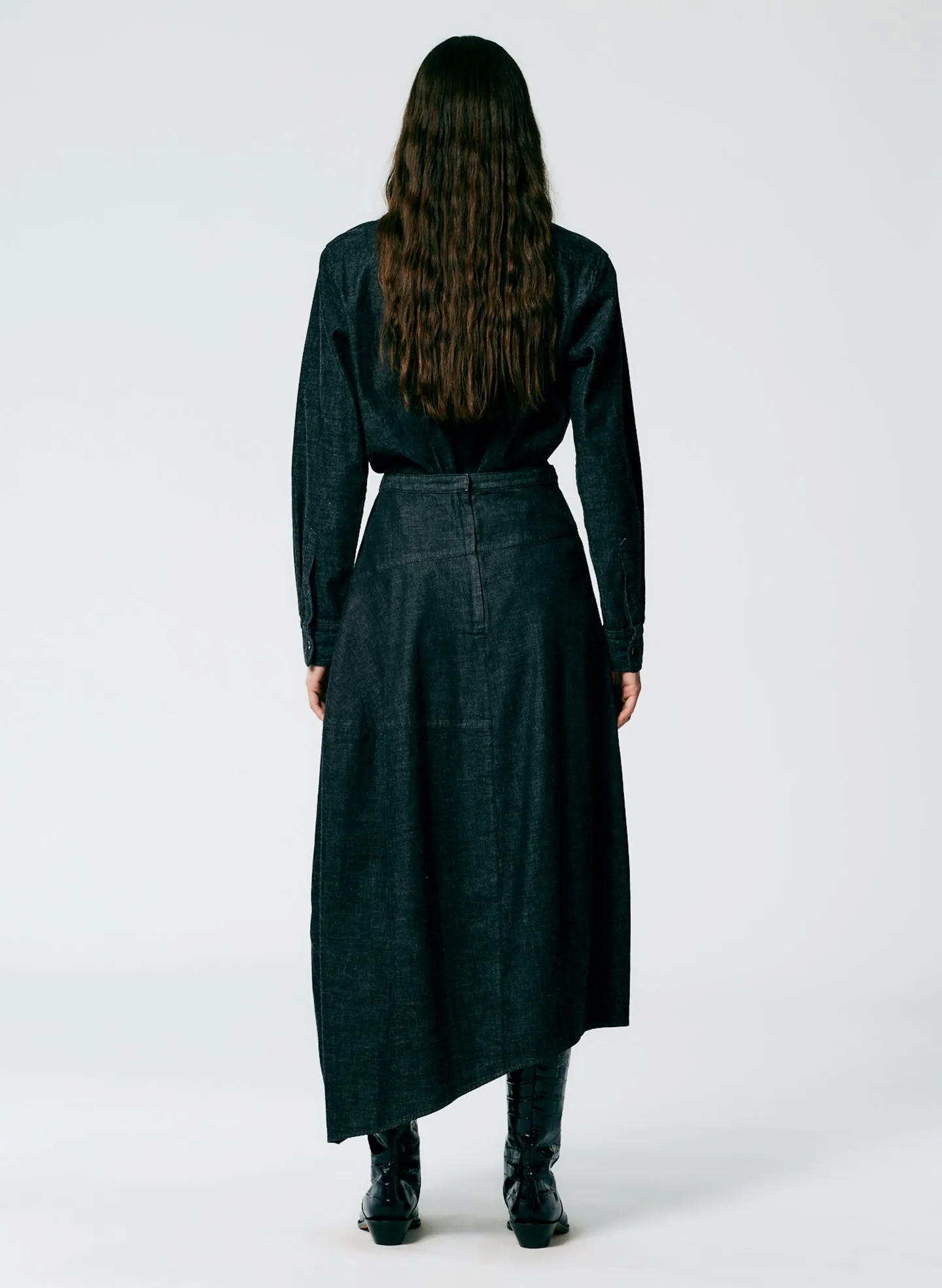 Light Weight Stone Washed Black Denim Asymmetrical Balloon Skirt - Regular sold by Tibi product image thumbnail 3