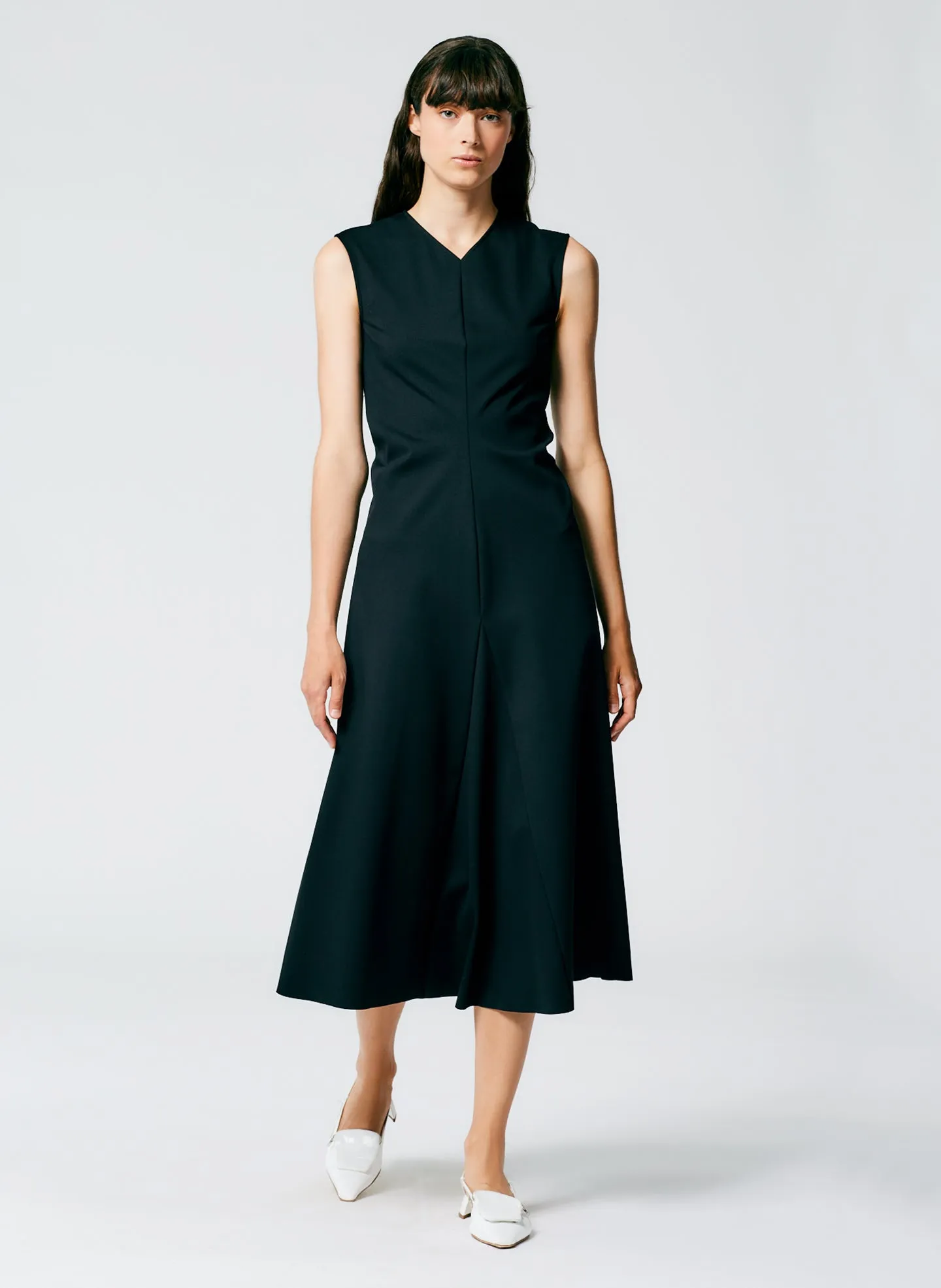 Compact Ultra Stretch Knit V-Neck Godet Dress sold by Tibi product image thumbnail 5