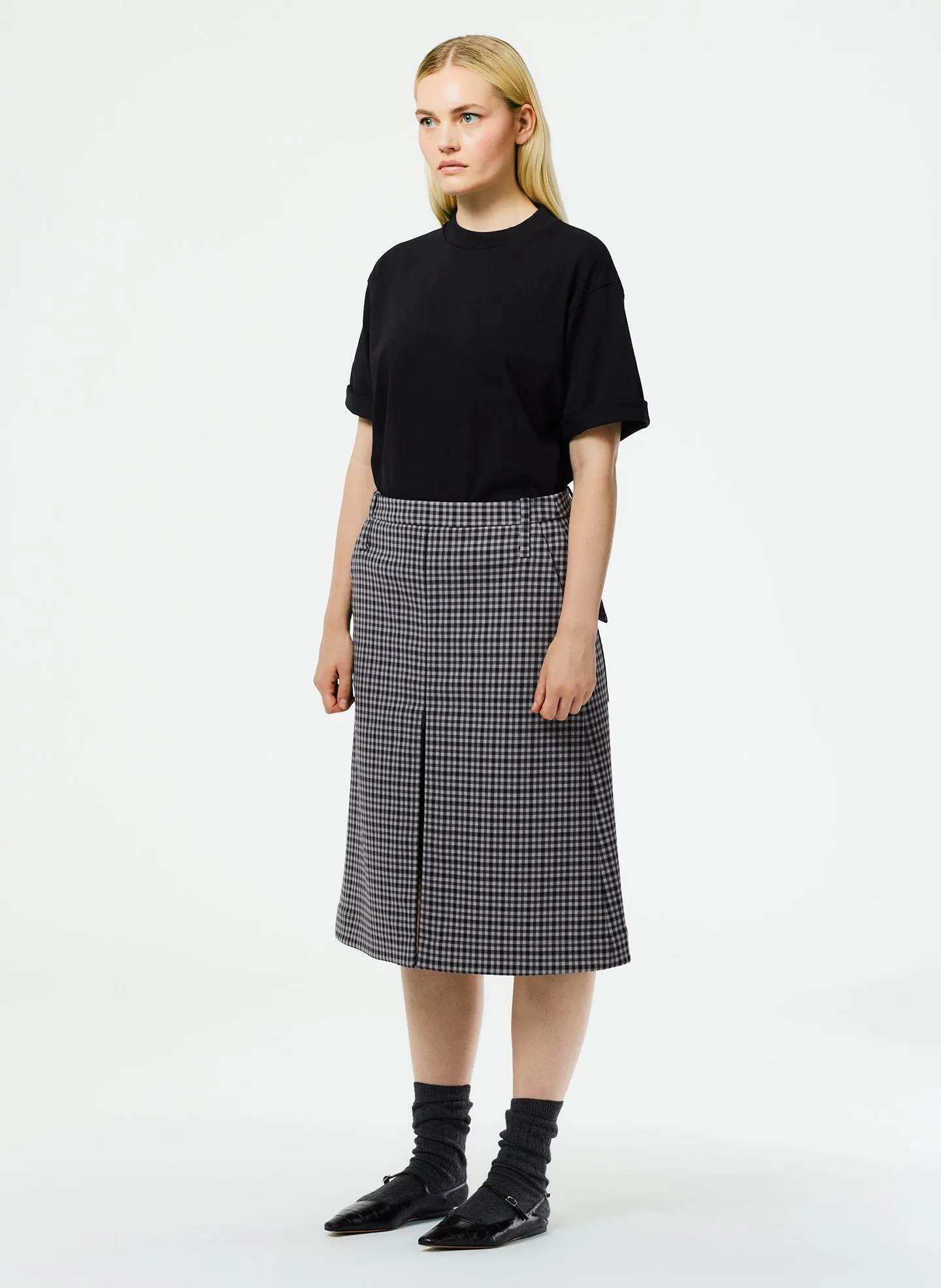 Double Faced Menswear Check Aline Skirt sold by Tibi product image thumbnail 4