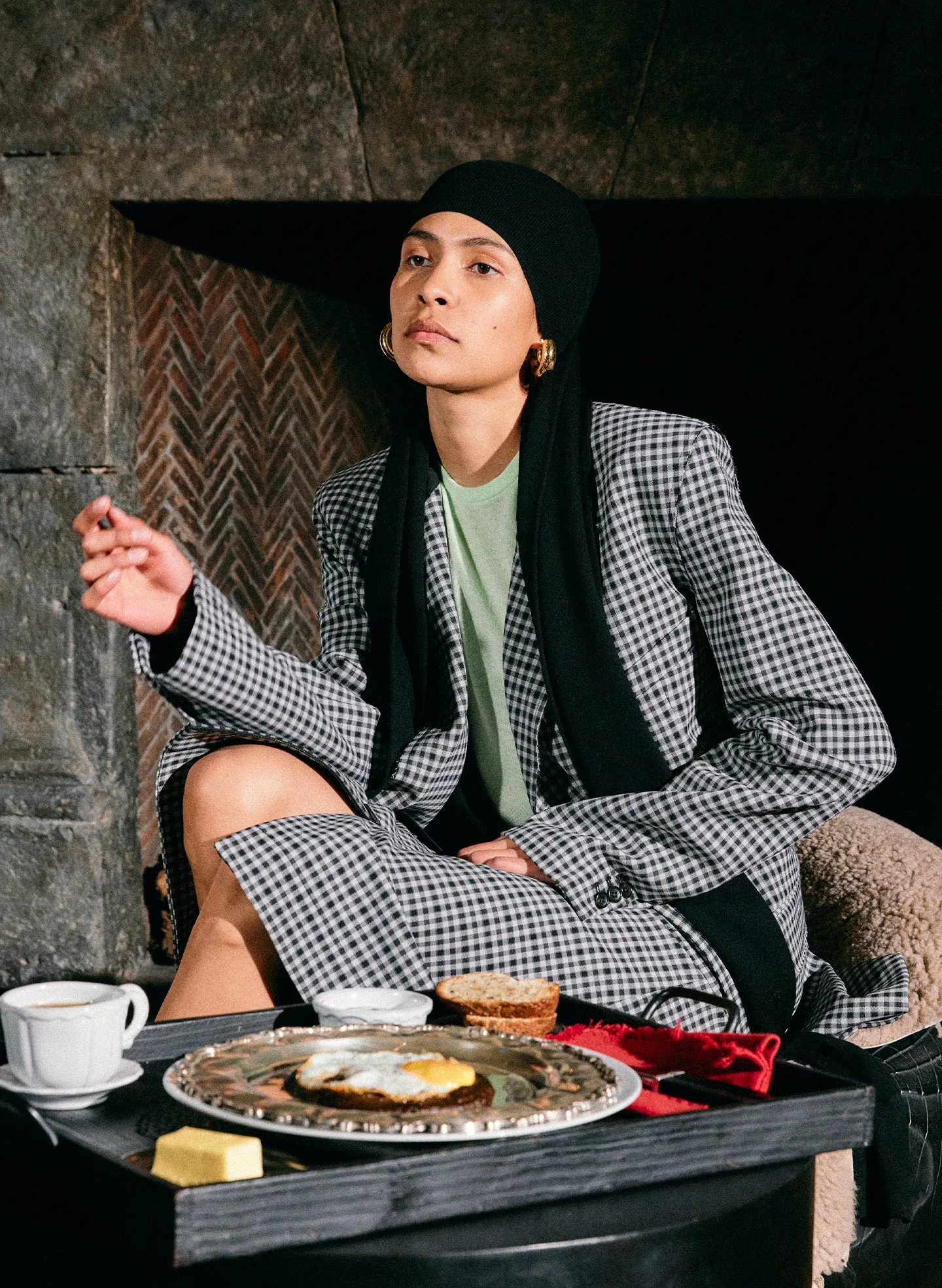 Double Faced Menswear Check Aline Skirt sold by Tibi product image thumbnail 2