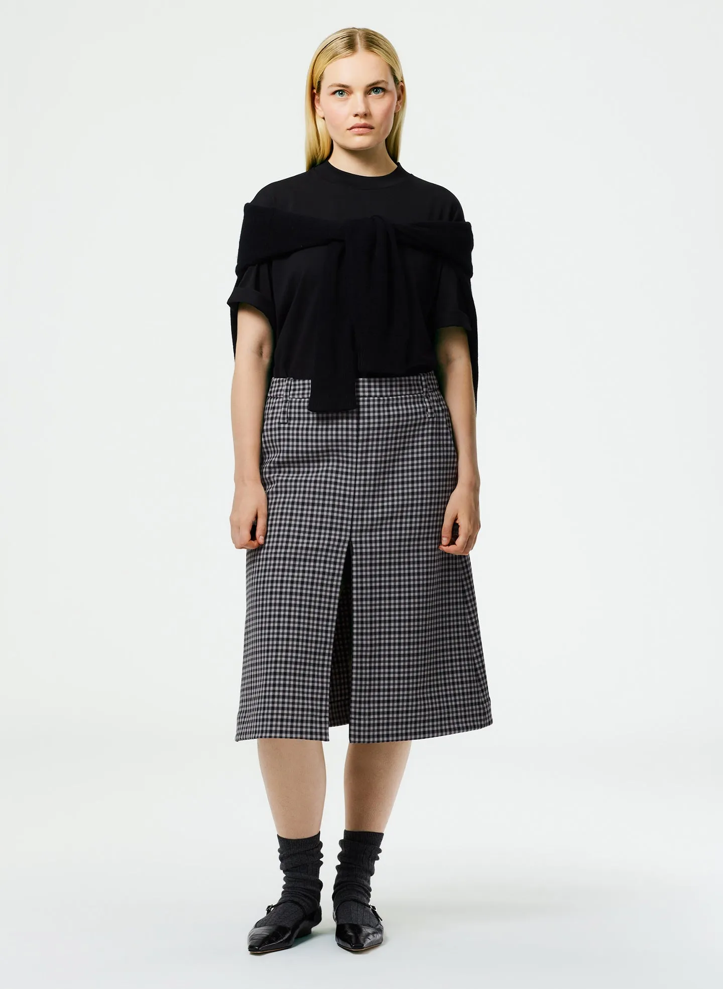 Double Faced Menswear Check Aline Skirt sold by Tibi