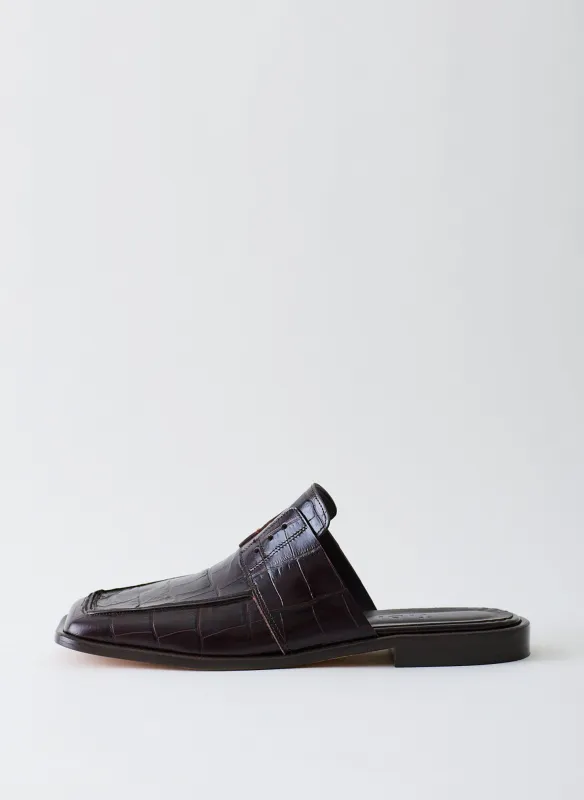 Croc Print Pedro Slide Square Toe Loafer made by Tibi