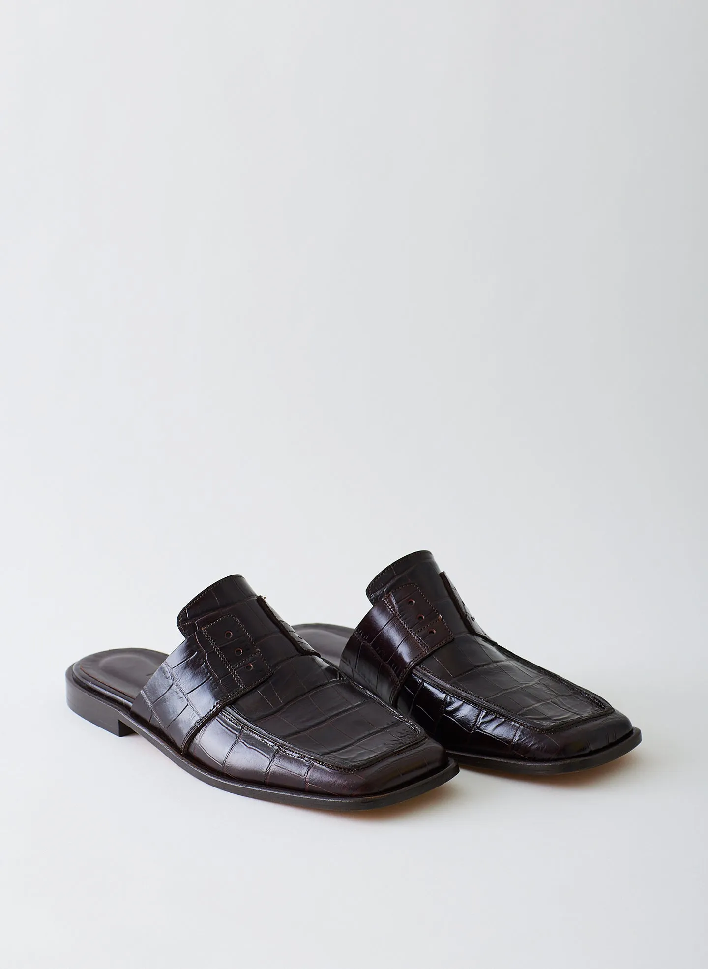 Croc Print Pedro Slide Square Toe Loafer sold by Tibi product image thumbnail 3