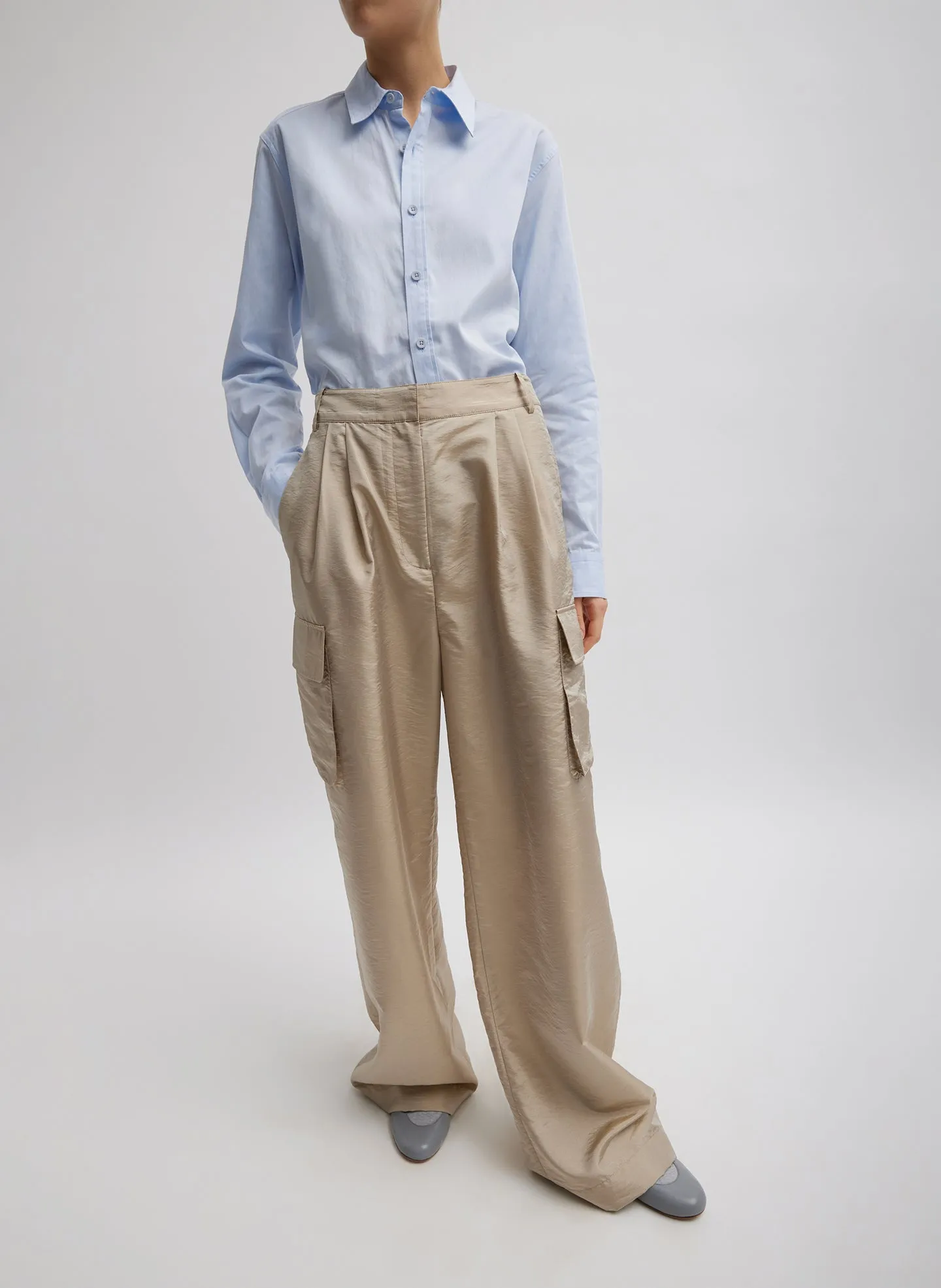 Stella Crispy Nylon Pleated Cargo Pant sold by Tibi product image thumbnail 5