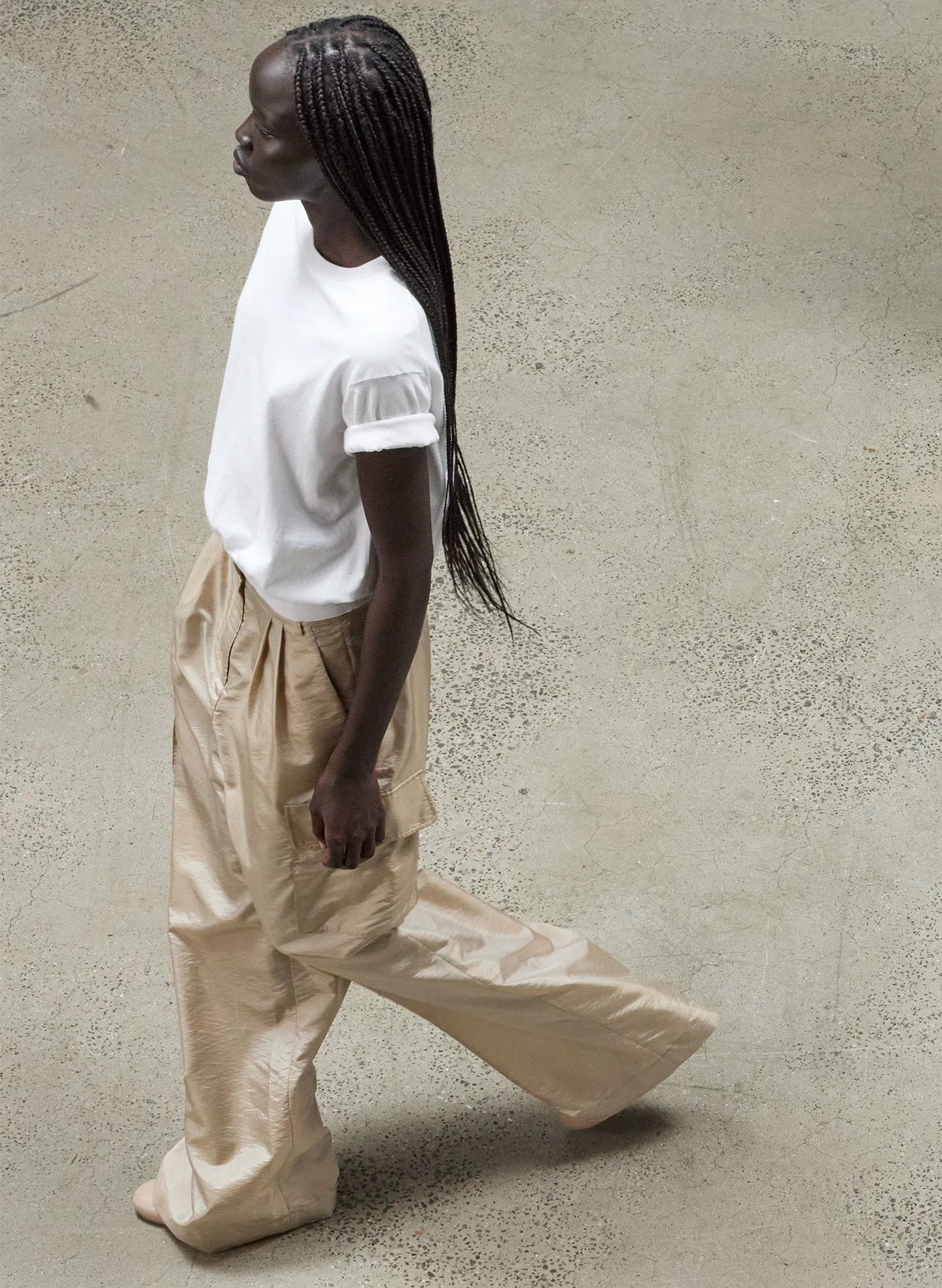 Stella Crispy Nylon Pleated Cargo Pant sold by Tibi product image thumbnail 2