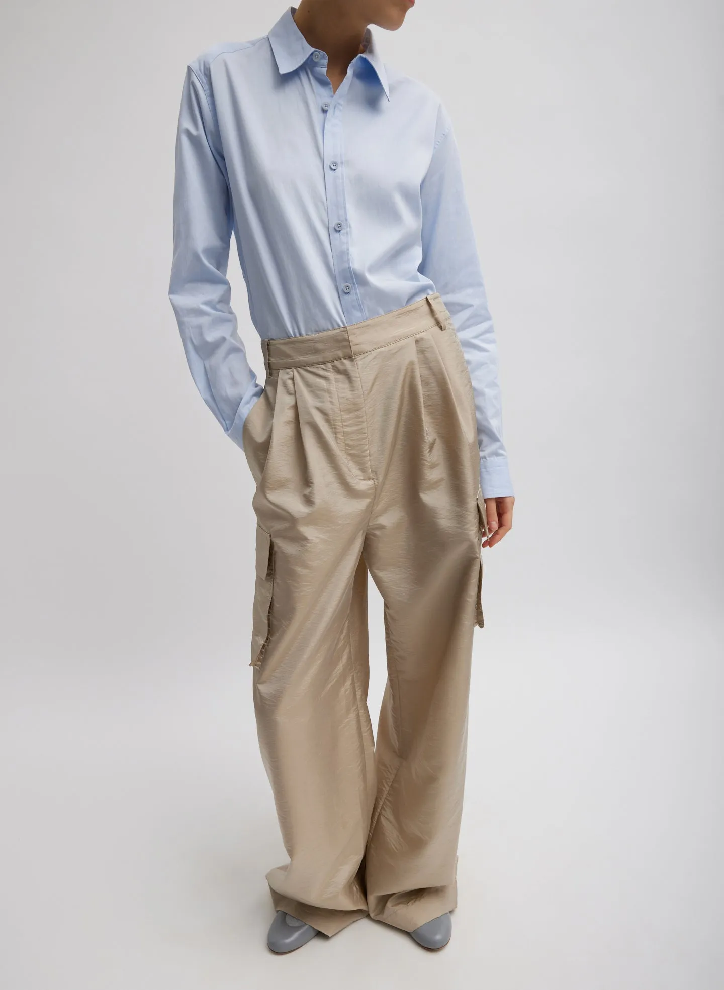Stella Crispy Nylon Pleated Cargo Pant sold by Tibi