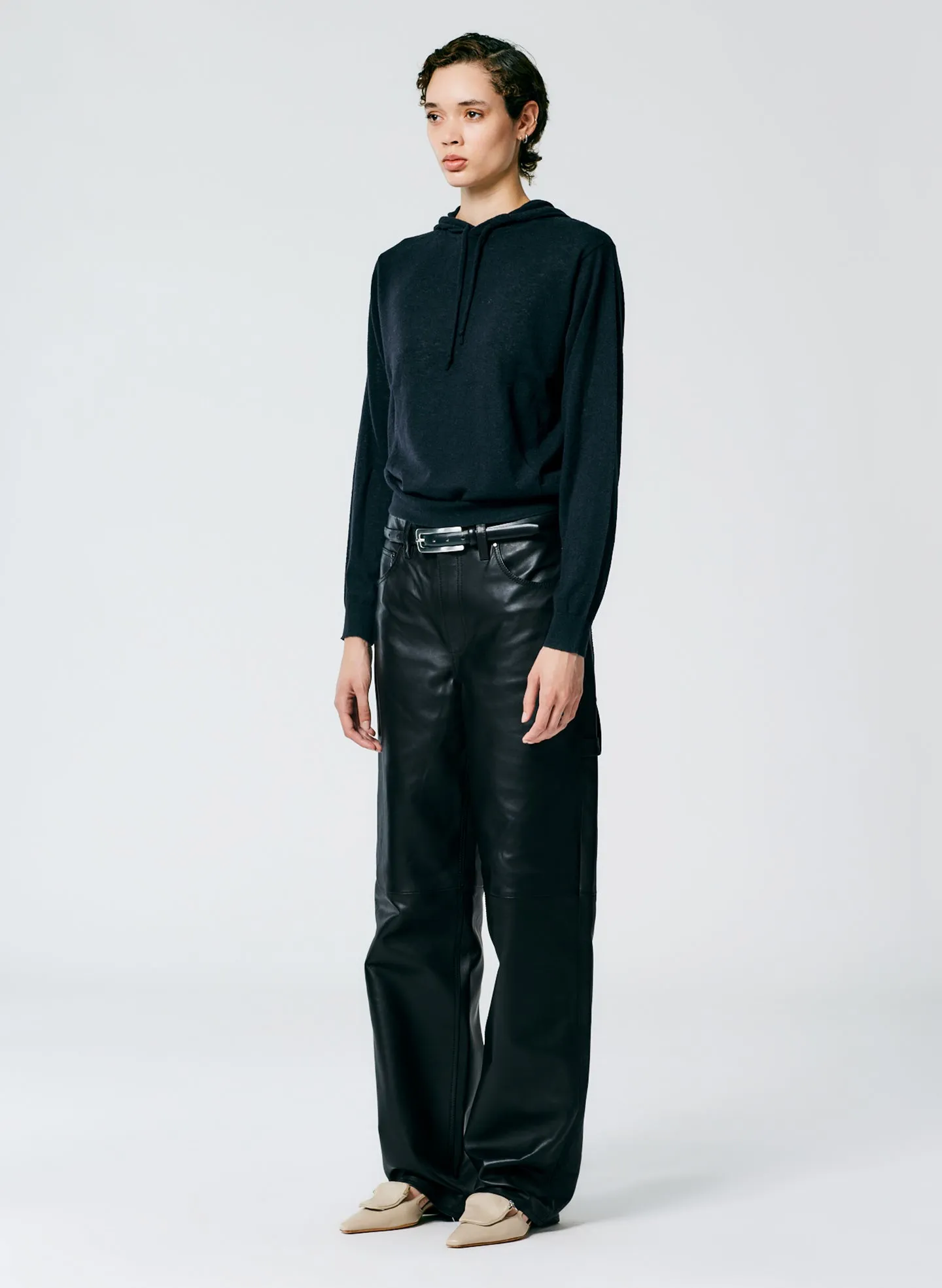 Leather Slouchy Carpenter Pant sold by Tibi product image thumbnail 3