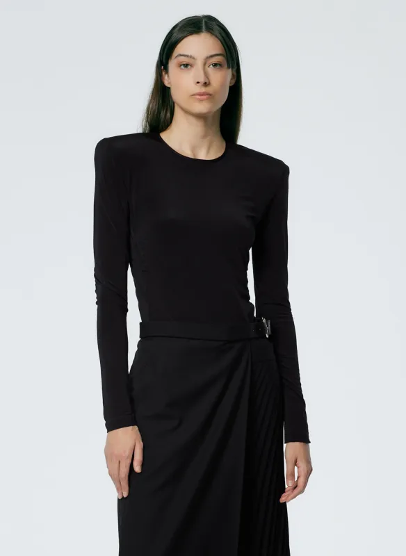 Micro Jersey Shoulderpad Fitted Crewneck Top made by Tibi